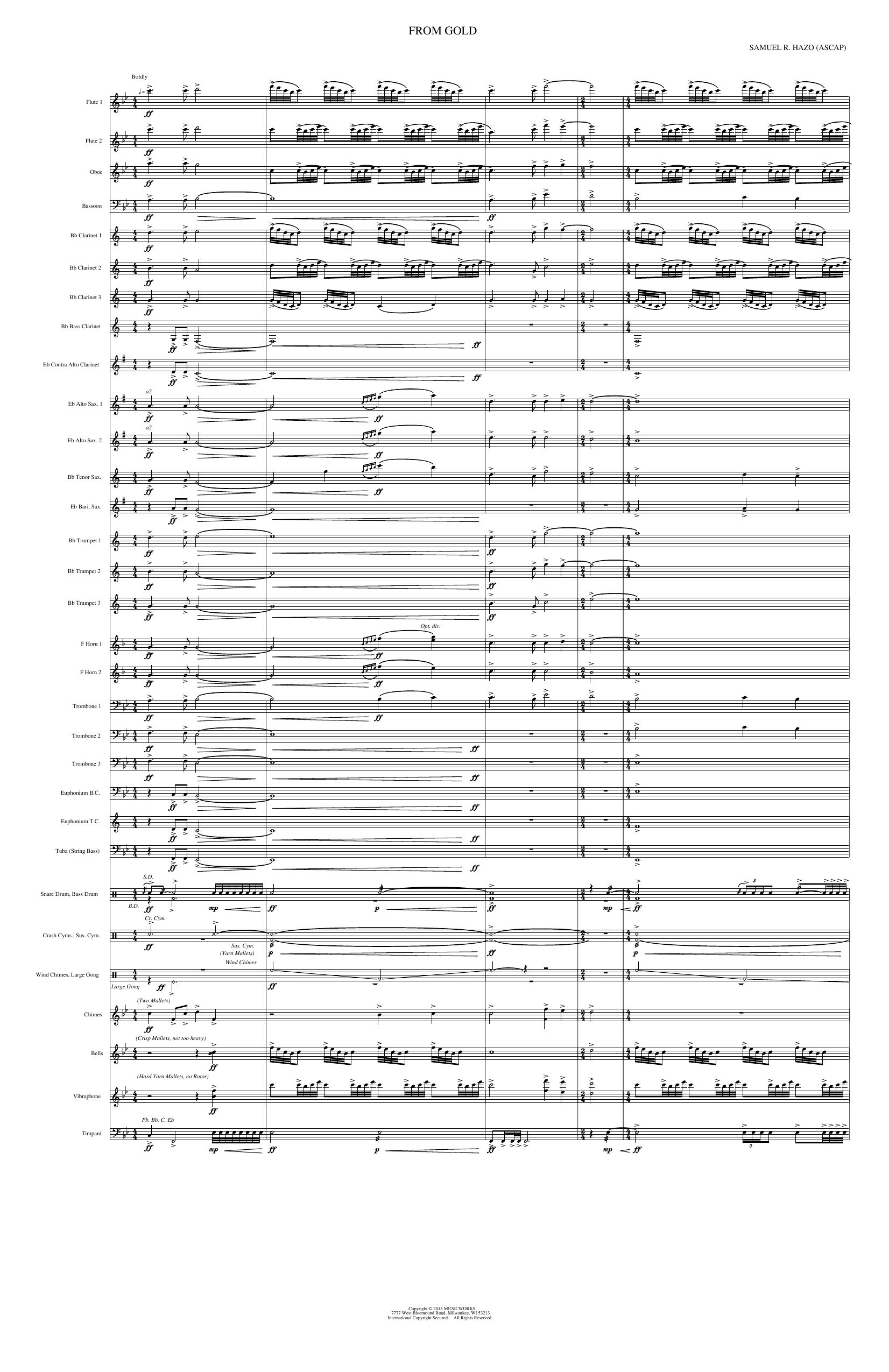 From Gold: Concert Band Conductor Score & Parts
