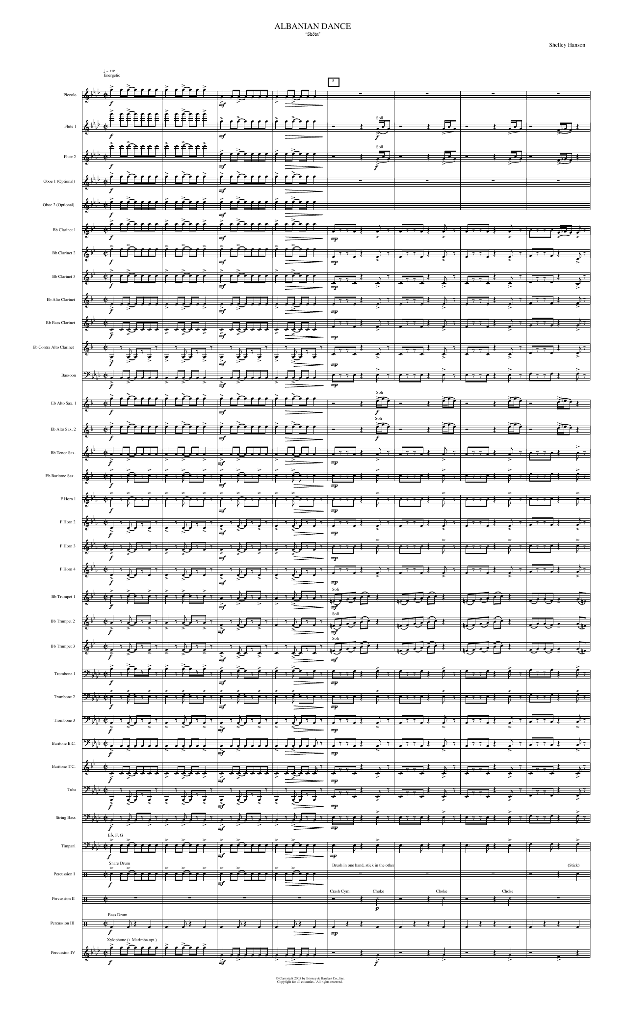 Albanian Dance Full Score Sheet Music Shelley Hanson Concert Band