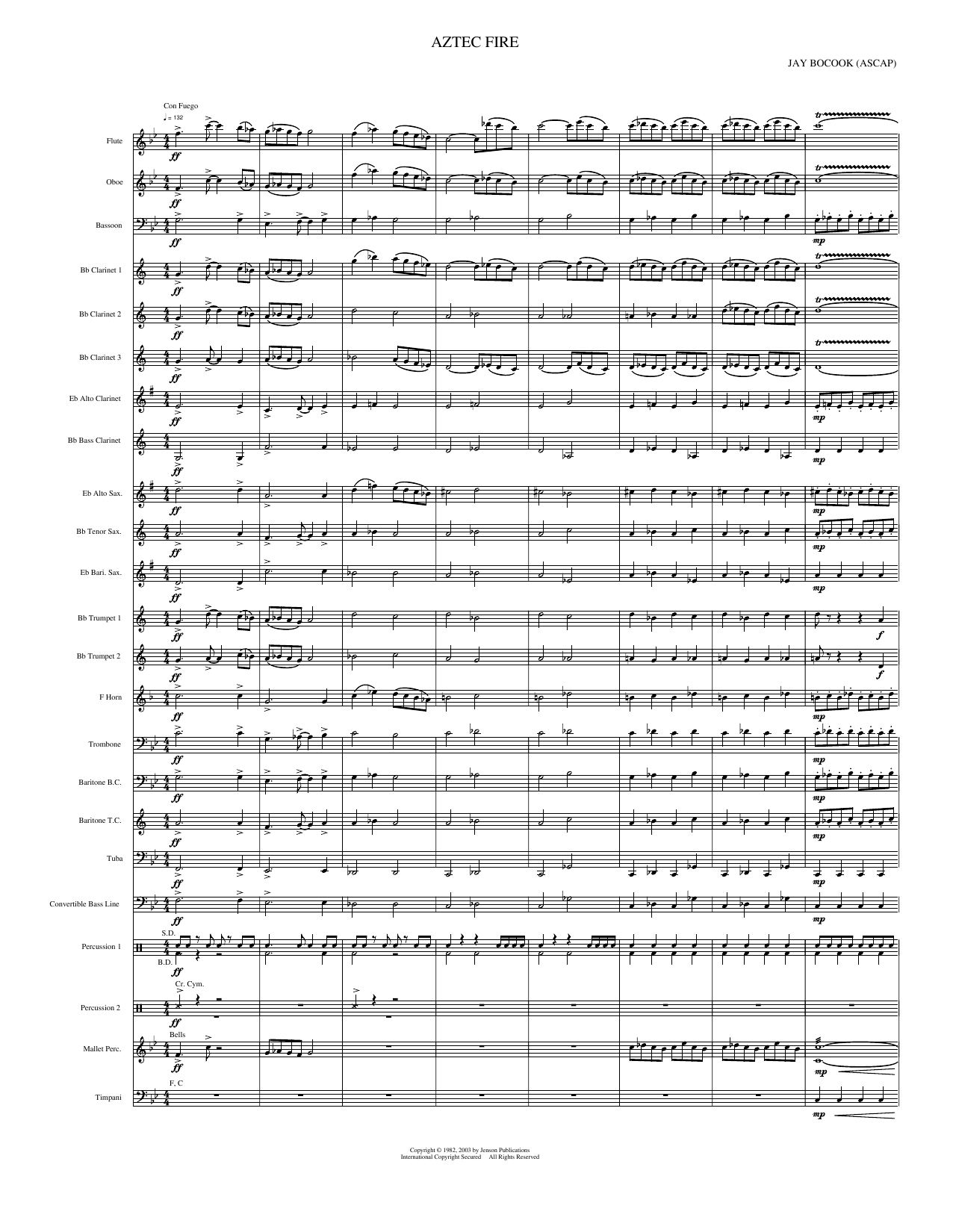 Aztec Fire: Concert Band Conductor Score & Parts
