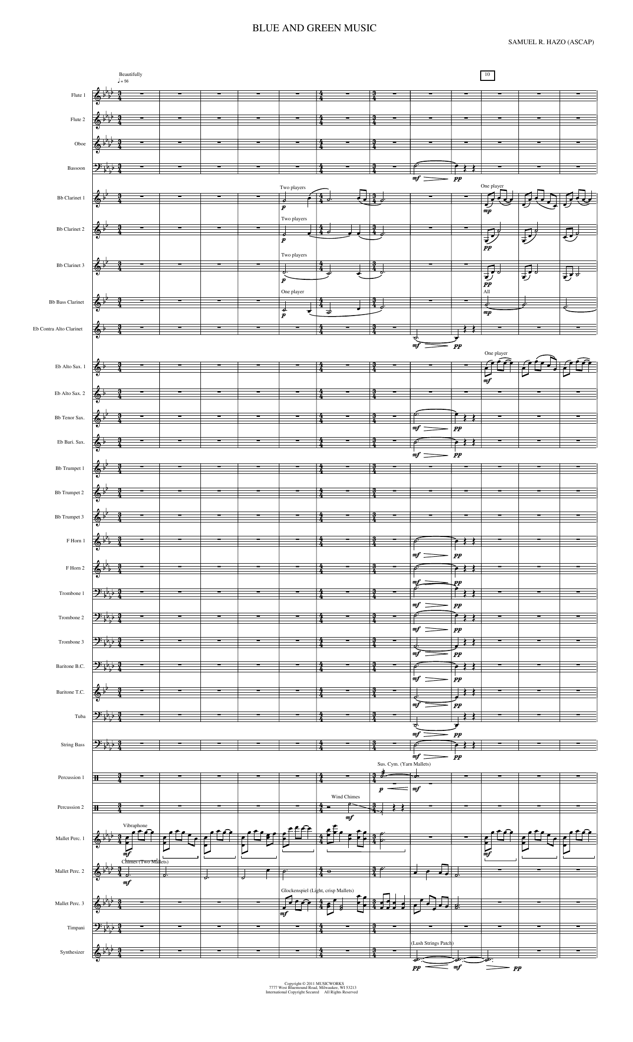 Blue and Green Music: Concert Band Conductor Score & Parts