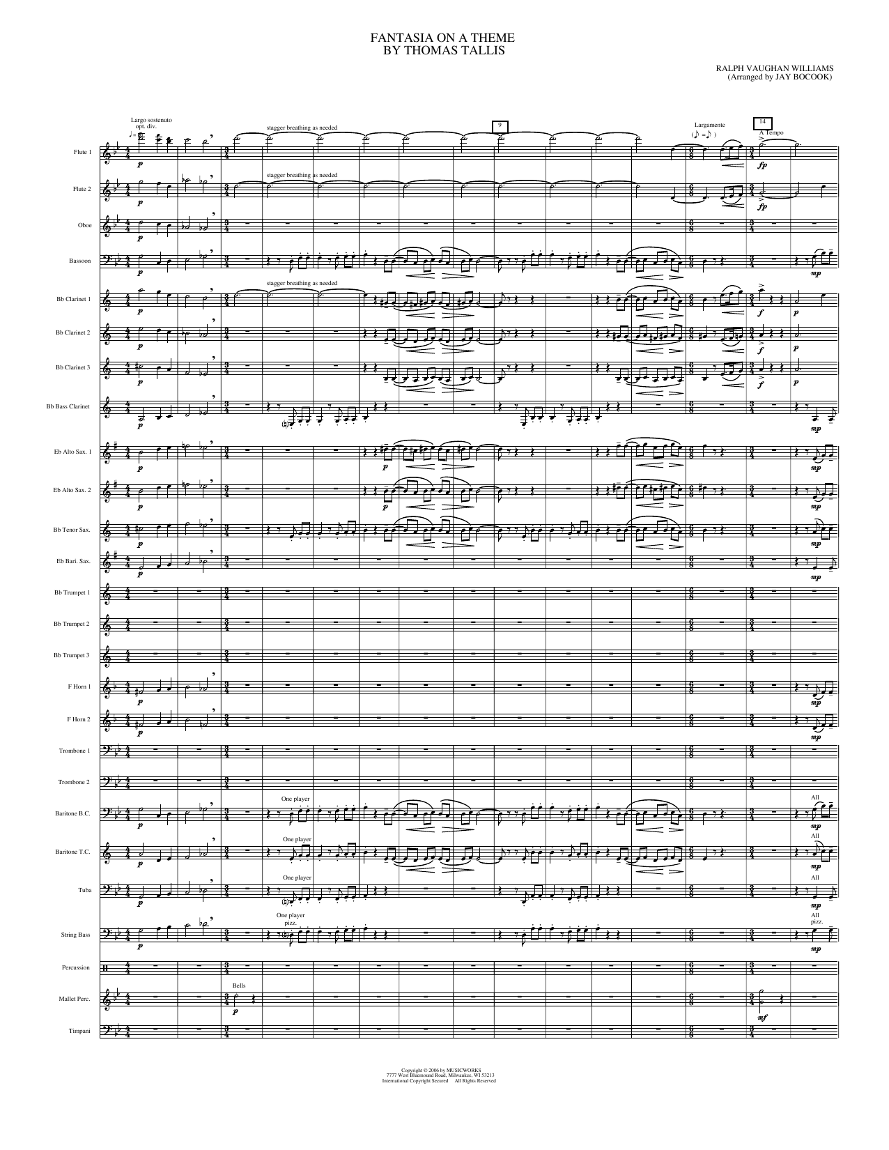 Fantasia on a Theme by Thomas Tallis: Concert Band Conductor Score & Parts