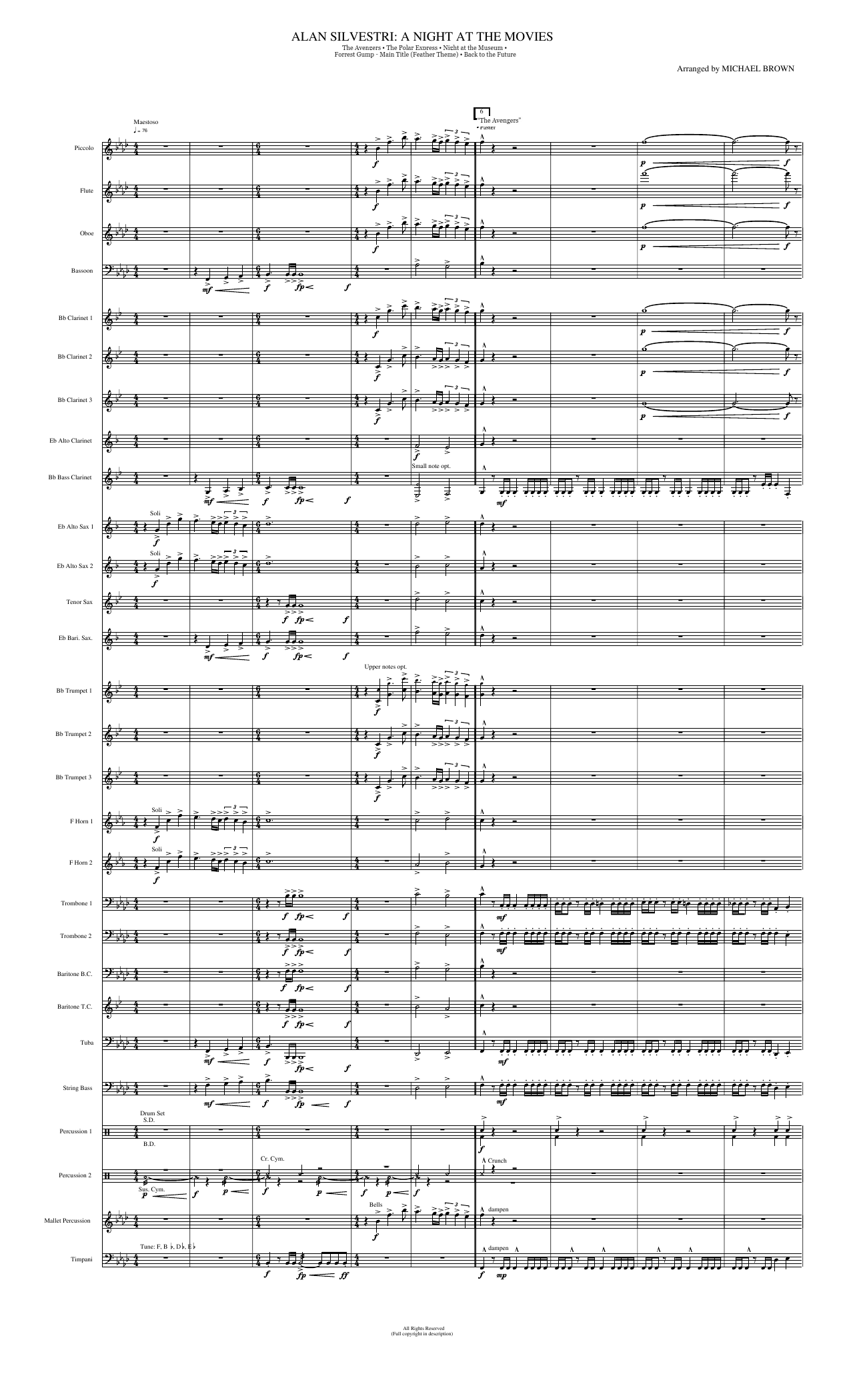 Alan Silvestri: A Night at the Movies: Concert Band Conductor Score & Parts