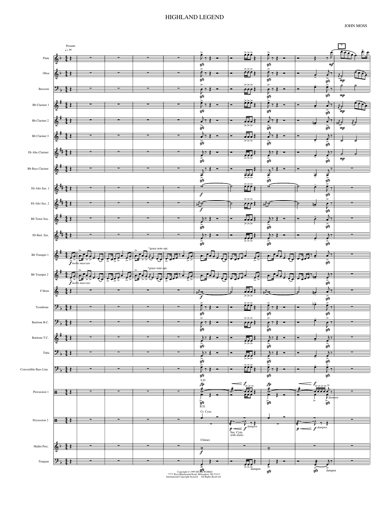 Highland Legend: Concert Band Conductor Score & Parts