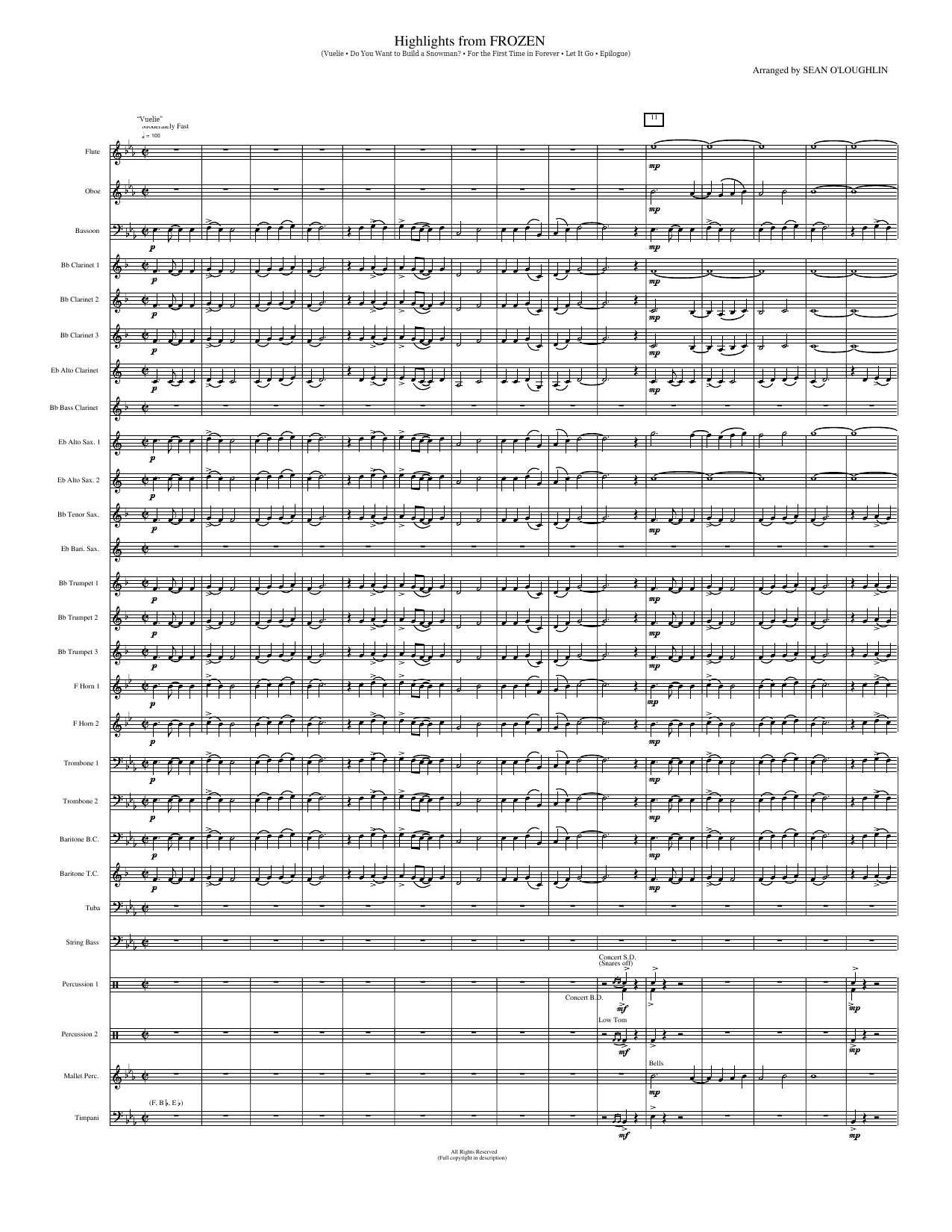 Highlights from Frozen (arr. Sean O'Loughlin): Concert Band Conductor Score & Parts