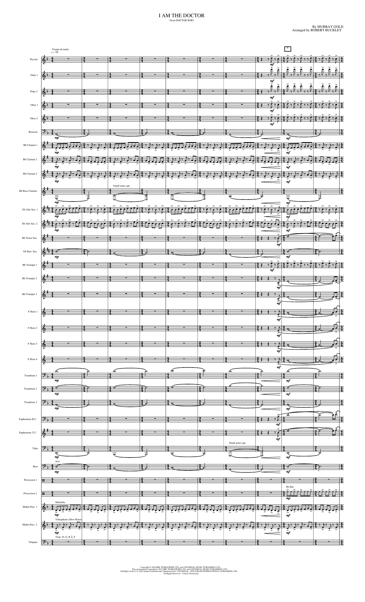 I Am the Doctor: Concert Band Conductor Score & Parts
