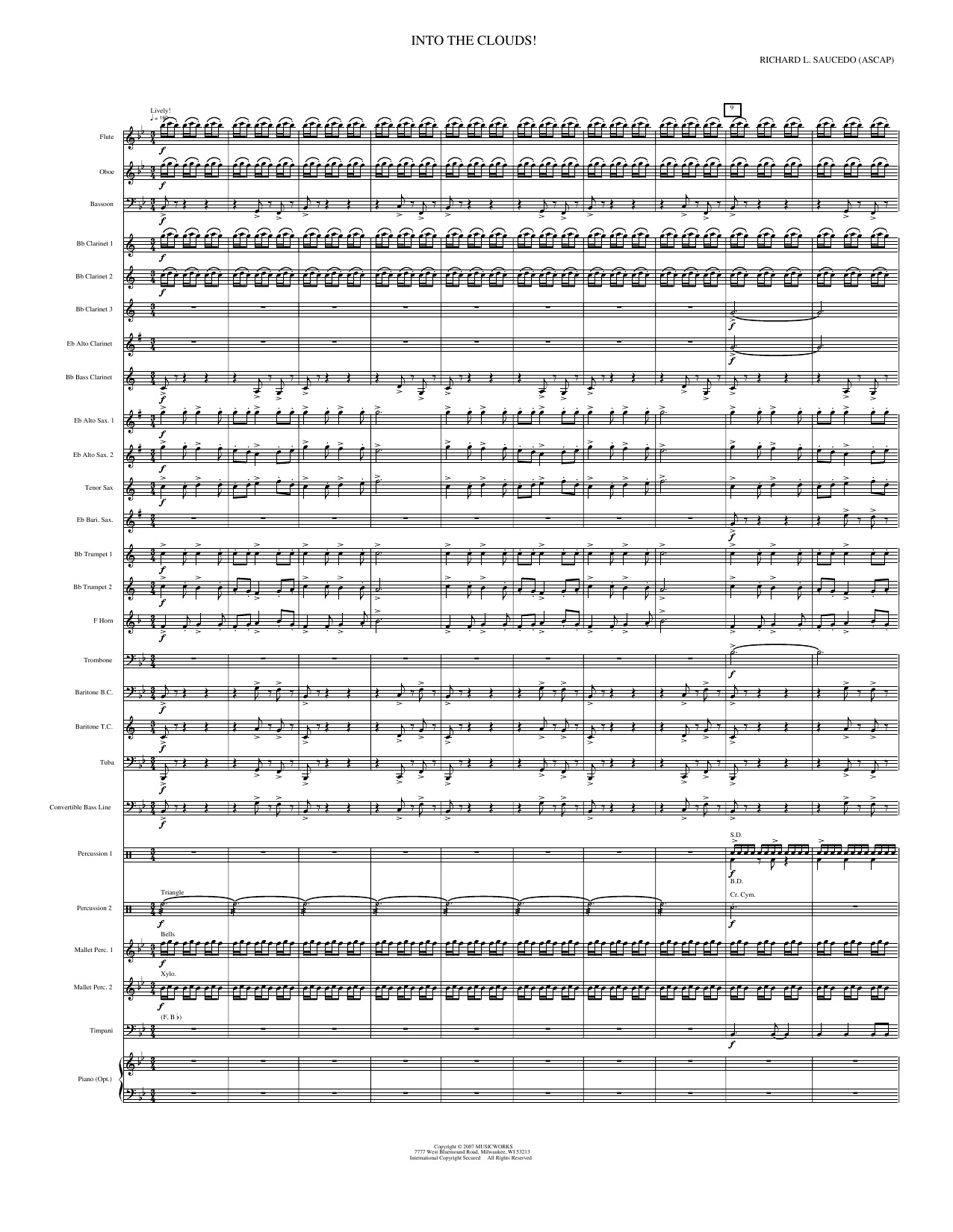 Into The Clouds: Concert Band Conductor Score & Parts