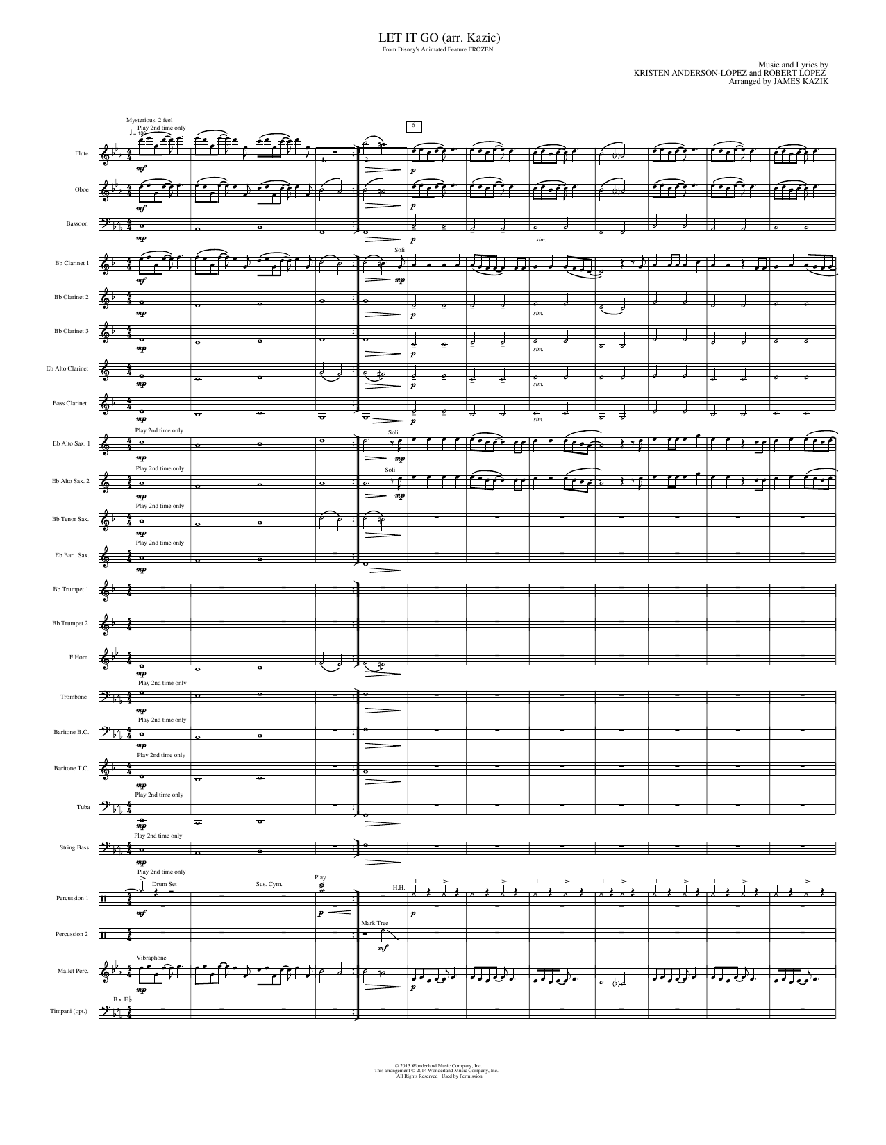 Let It Go (from Frozen): Concert Band Conductor Score & Parts