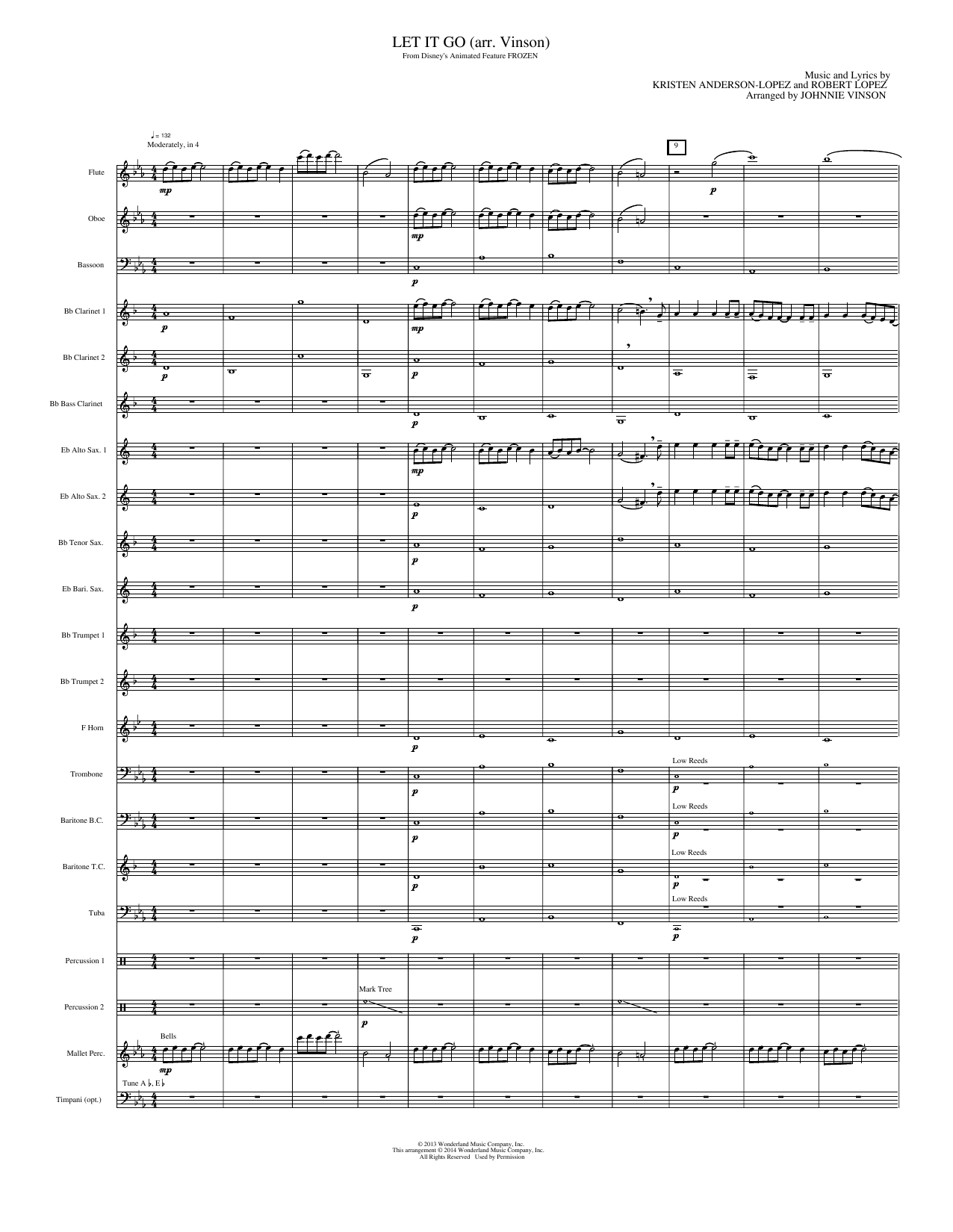 Let It Go (from Frozen): Concert Band Conductor Score & Parts