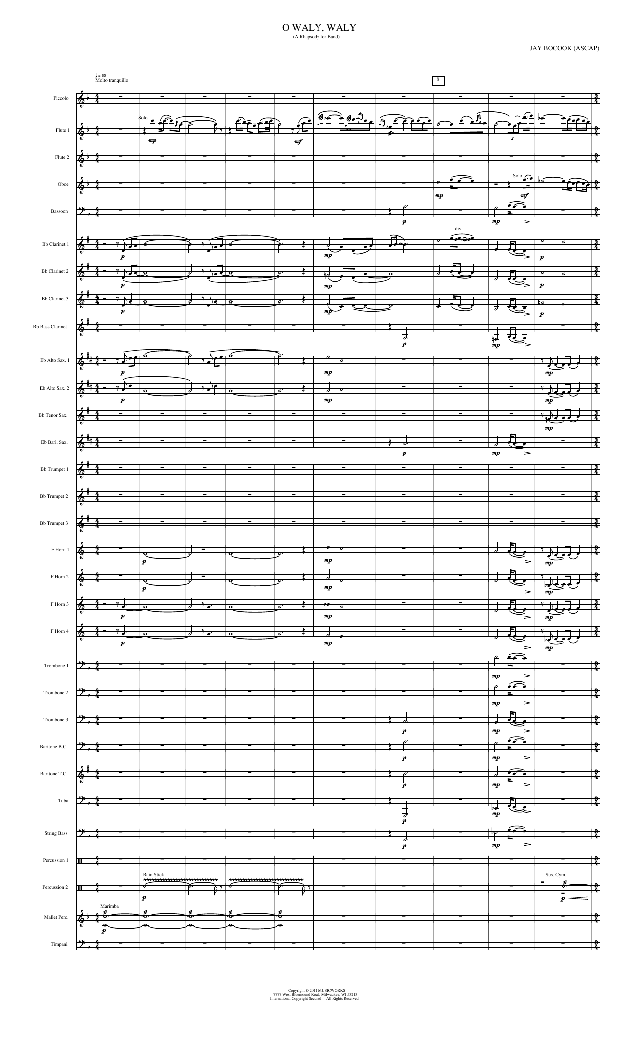 O Waly, Waly: Concert Band Conductor Score & Parts