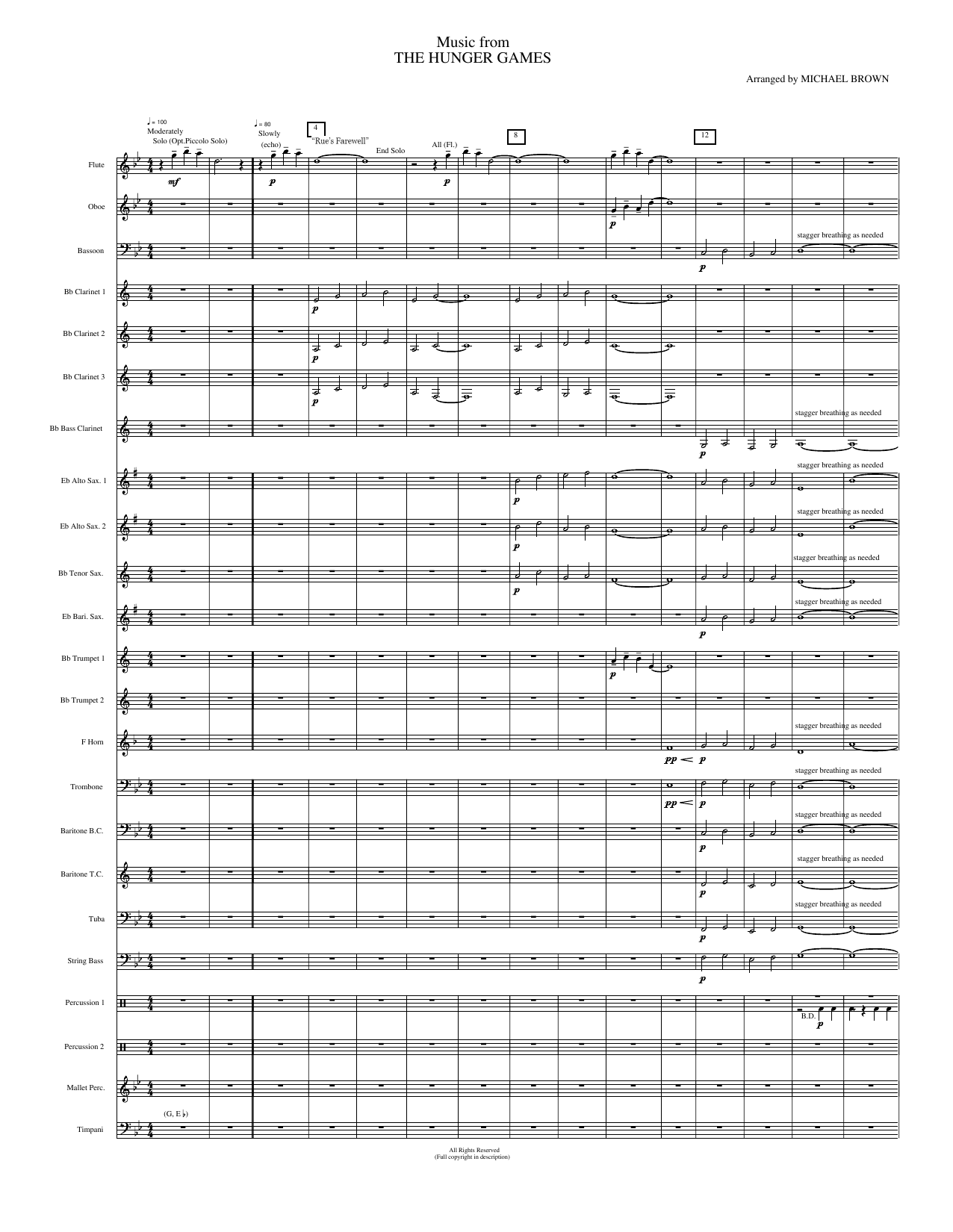 Music from The Hunger Games: Concert Band Conductor Score & Parts