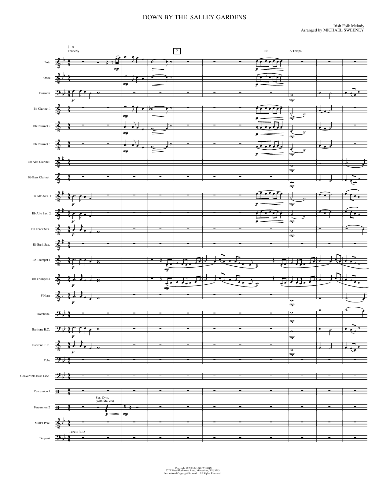Down by the Salley Gardens: Concert Band Conductor Score & Parts