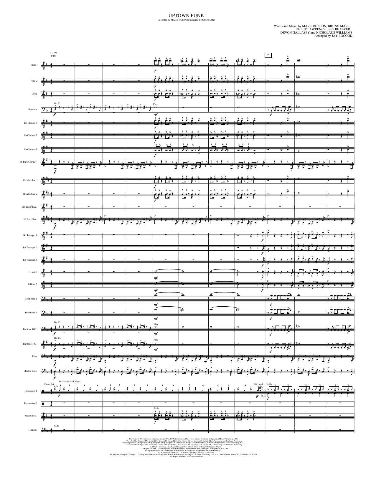 Uptown Funk!: Concert Band Conductor Score & Parts