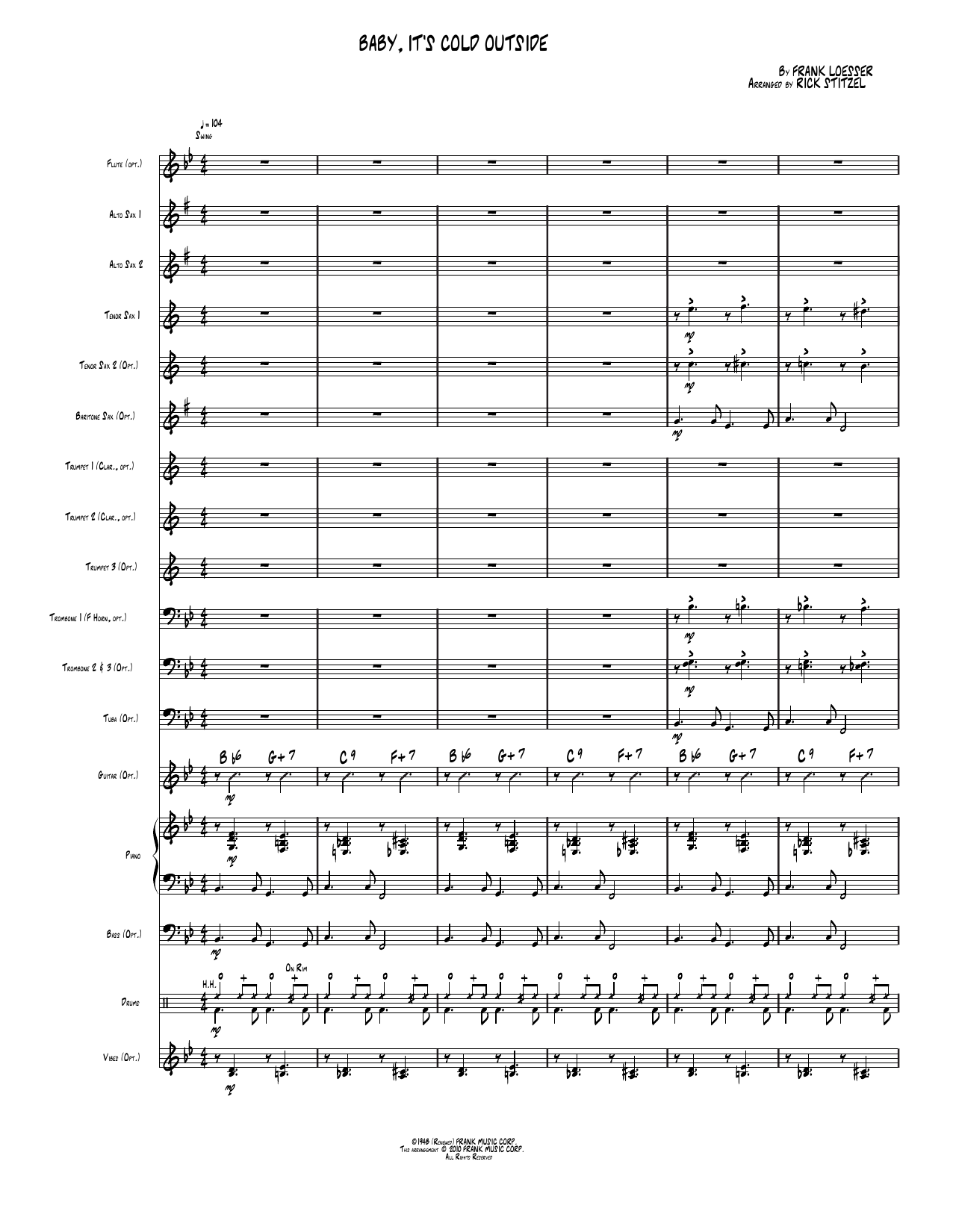 Baby, It's Cold Outside: Jazz Ensemble Conductor Score & Parts