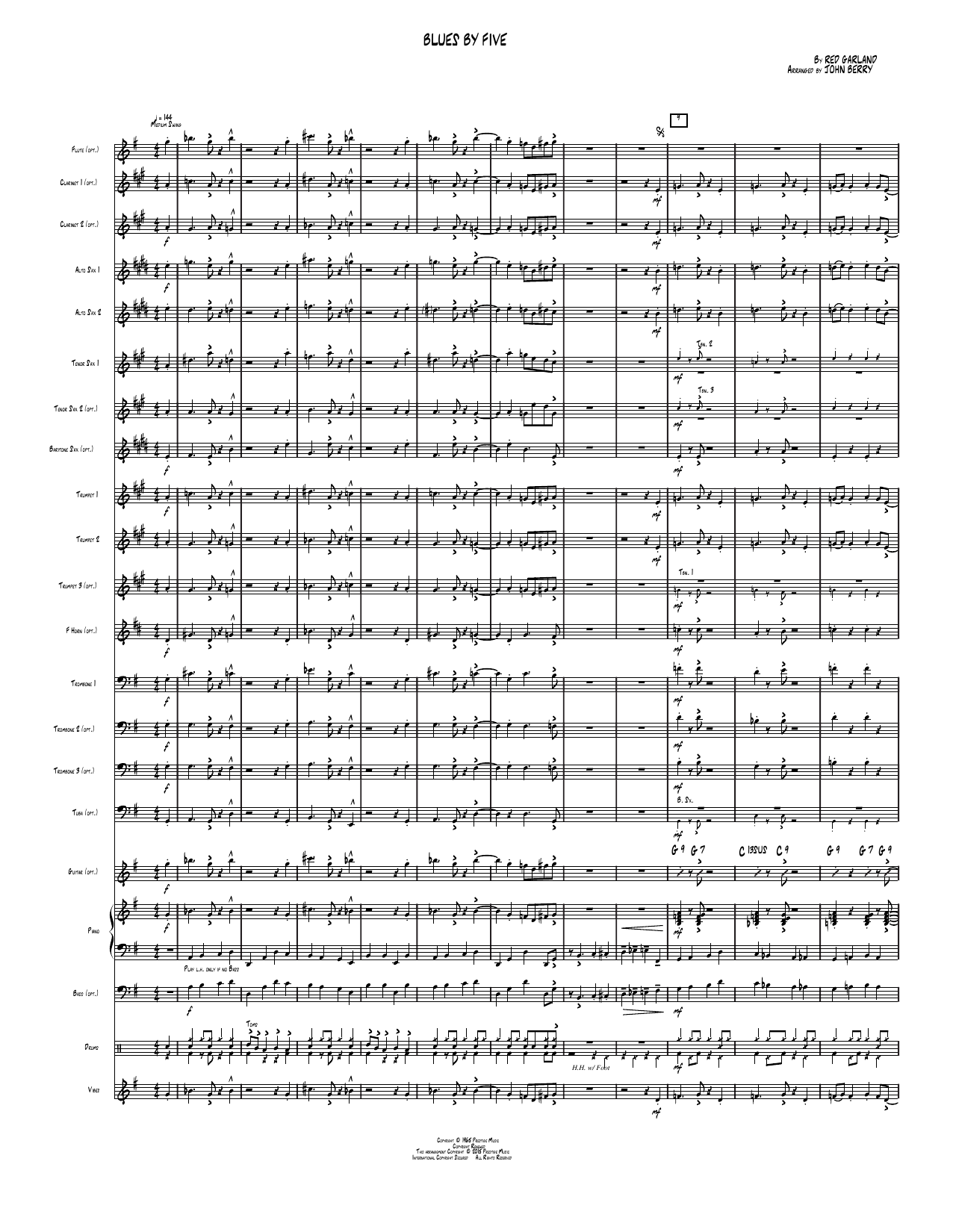 Blues by Five: Jazz Ensemble Conductor Score & Parts