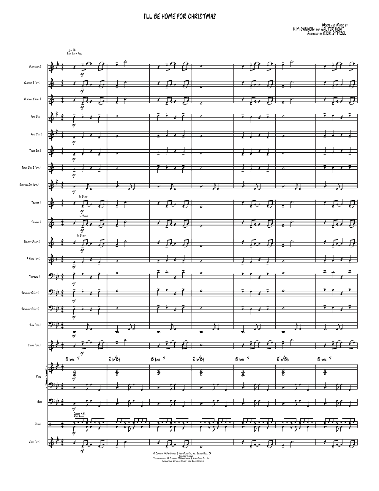 I'll Be Home for Christmas: Jazz Ensemble Conductor Score & Parts