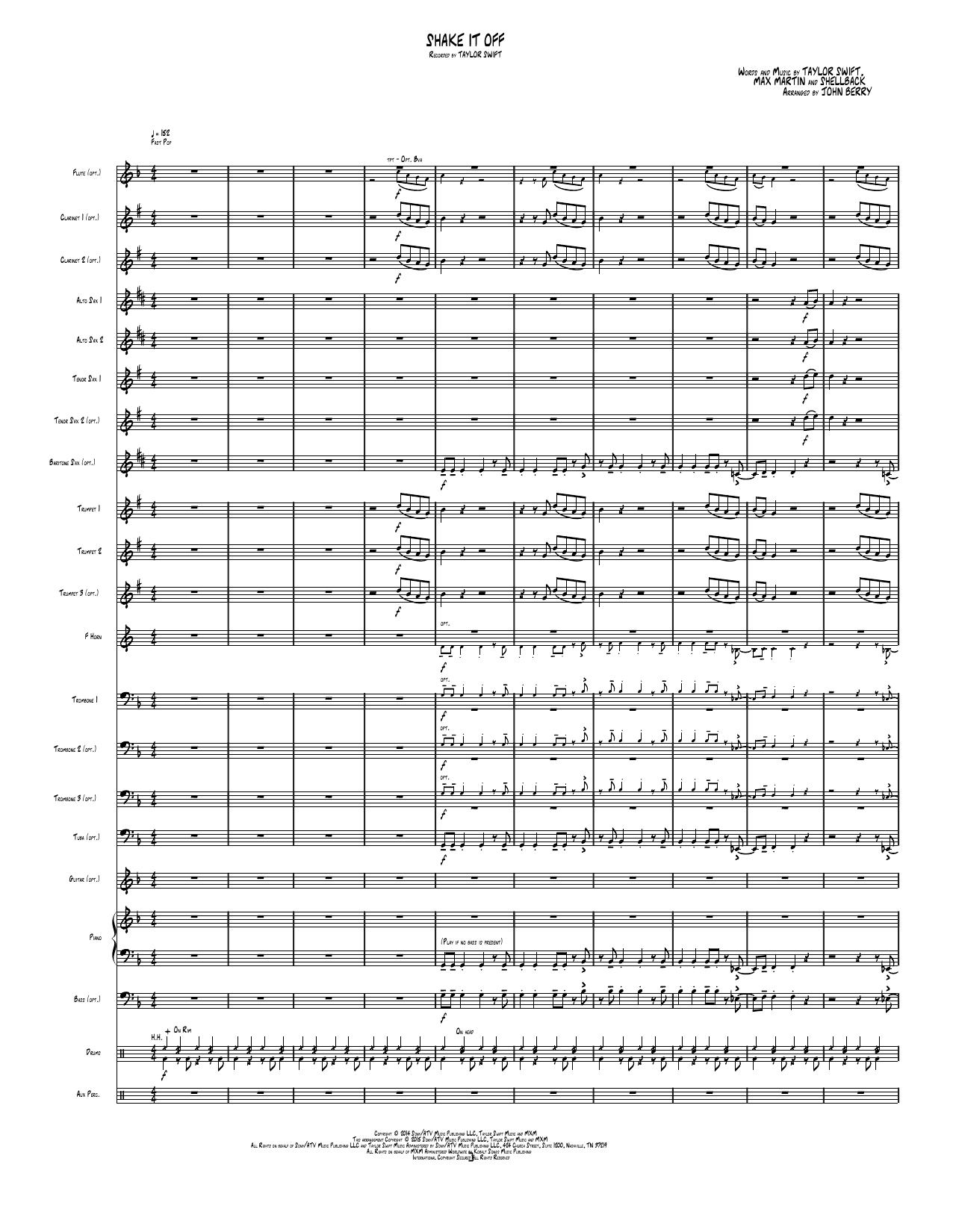Shake It Off: Jazz Ensemble Conductor Score & Parts
