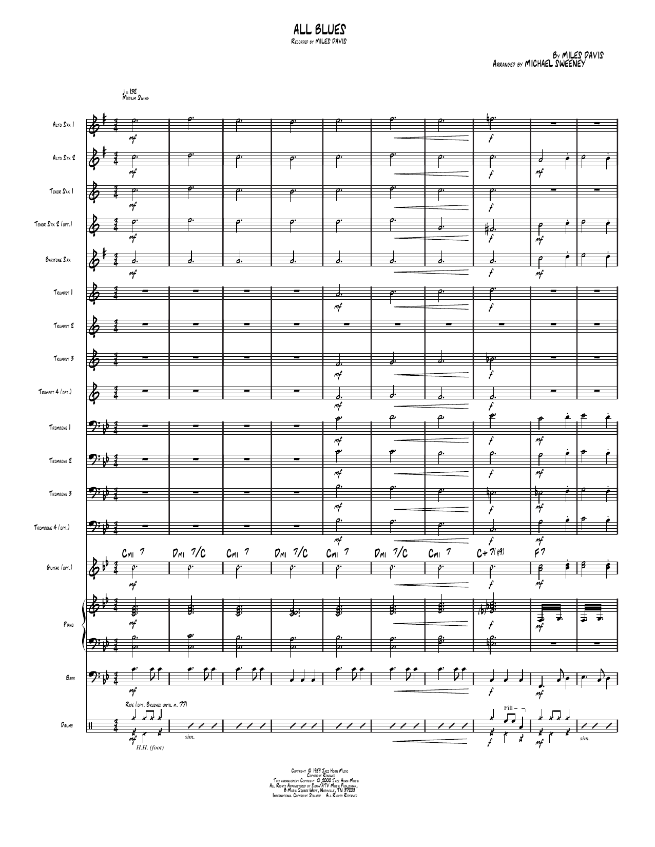 All Blues: Jazz Ensemble Conductor Score & Parts