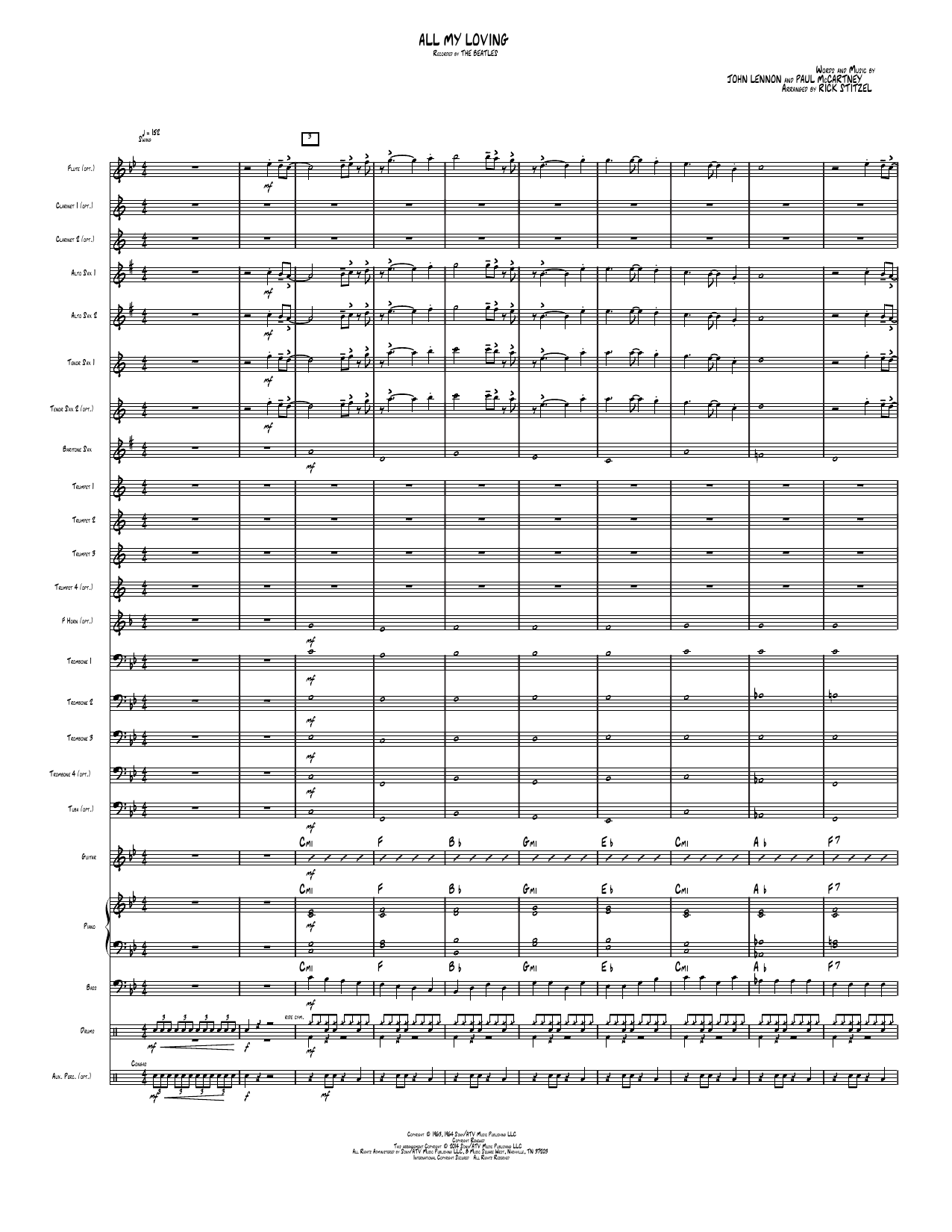 All My Loving: Jazz Ensemble Conductor Score & Parts