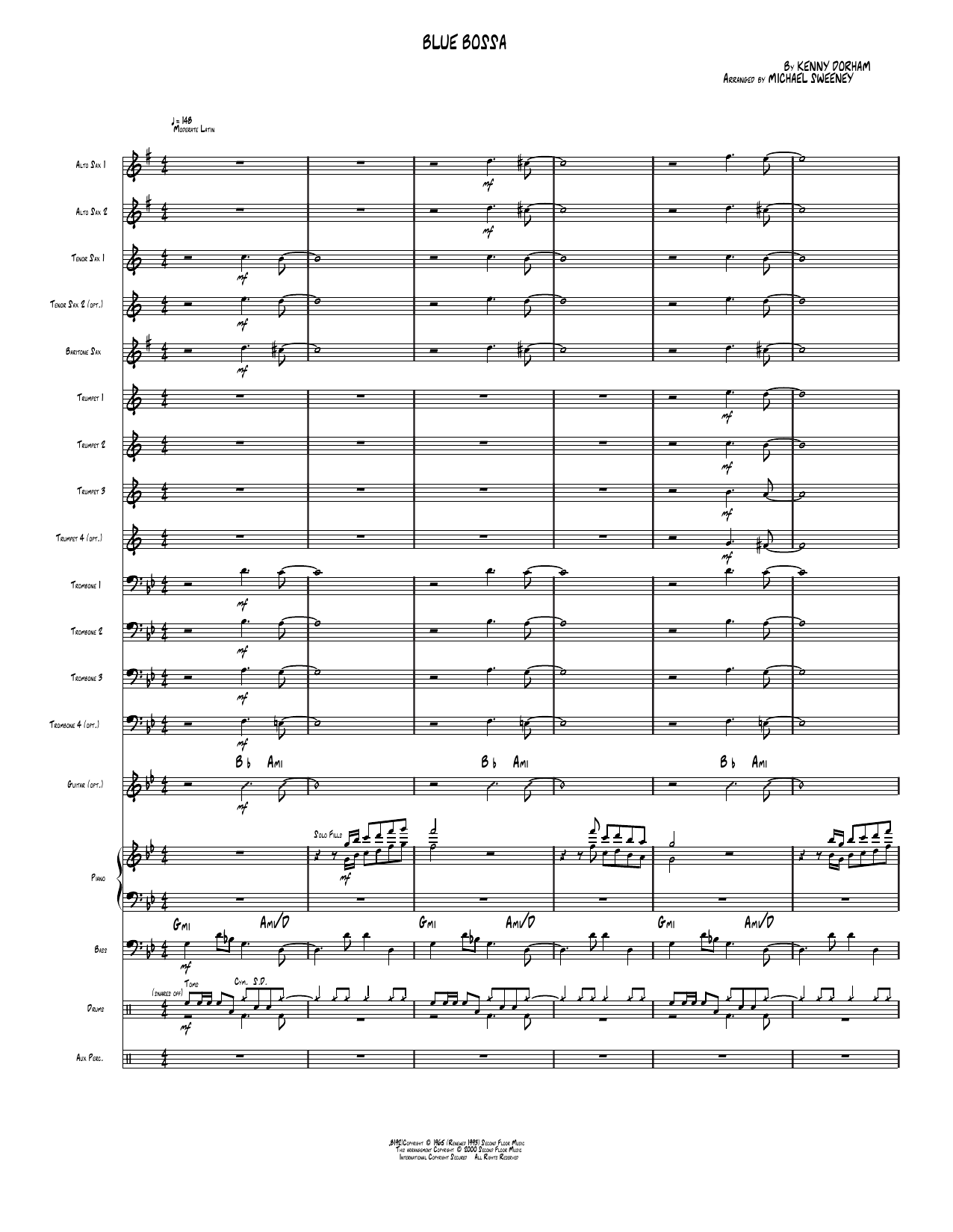 Blue Bossa: Jazz Ensemble Conductor Score & Parts