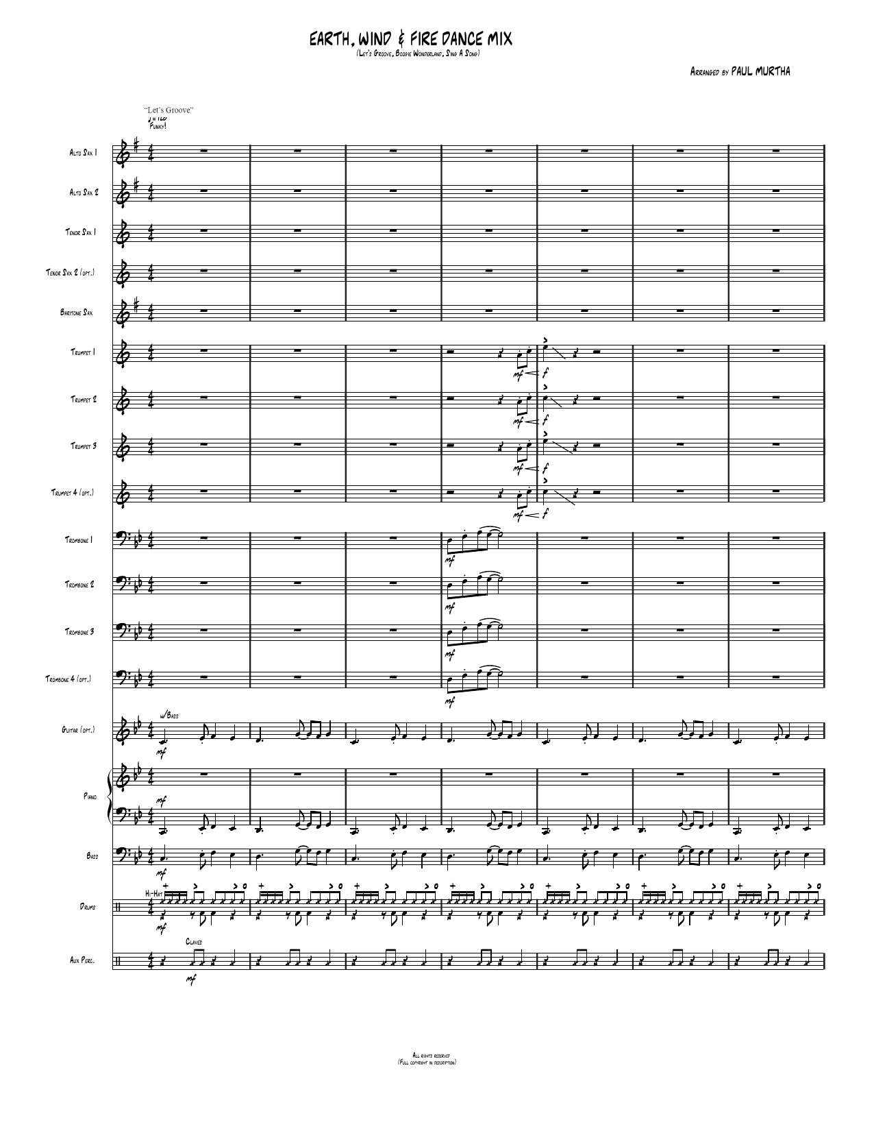 Earth, Wind Fire Dance Mix: Jazz Ensemble Conductor Score & Parts