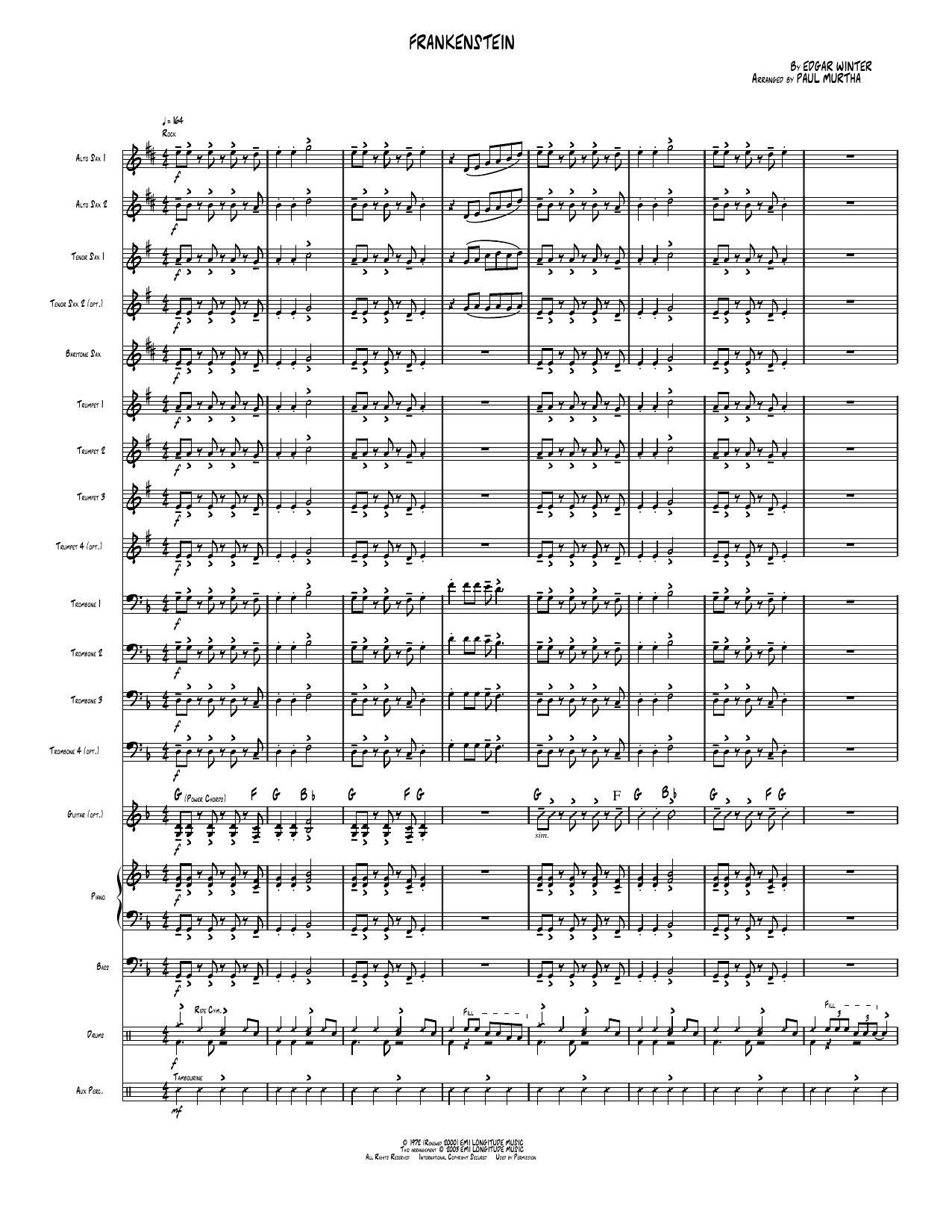 Frankenstein: Jazz Ensemble Conductor Score & Parts