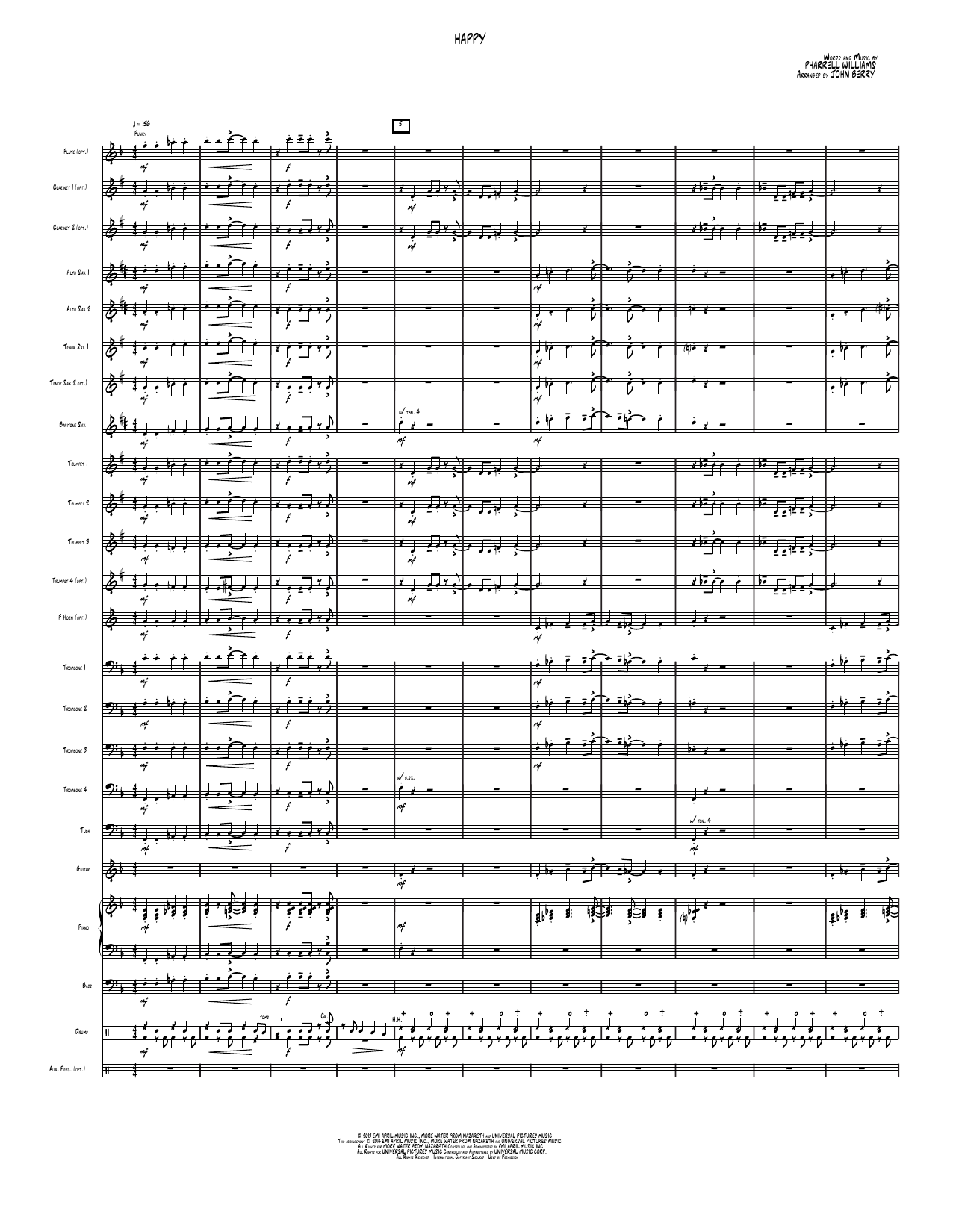 Happy: Jazz Ensemble Conductor Score & Parts