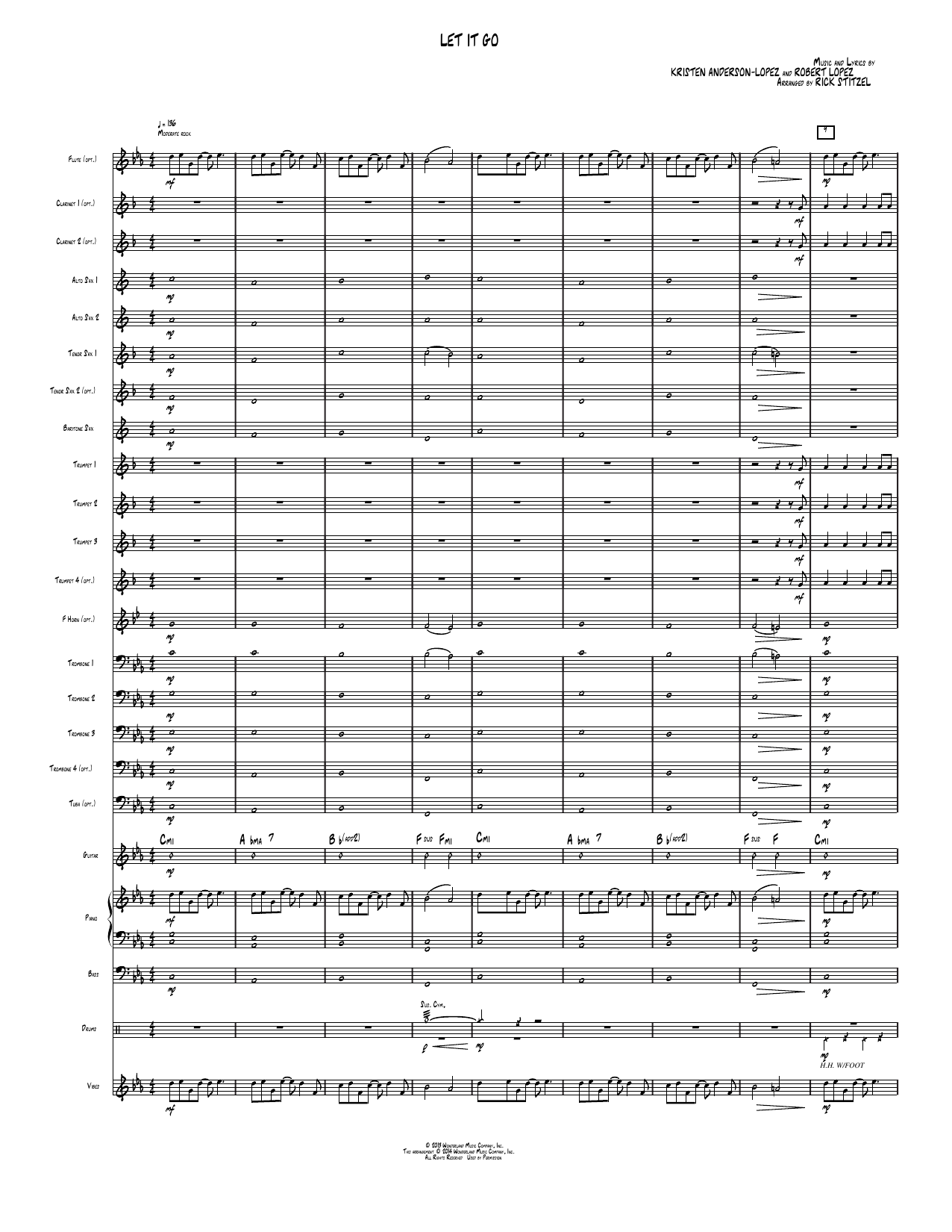 Let It Go (from Frozen): Jazz Ensemble Conductor Score & Parts