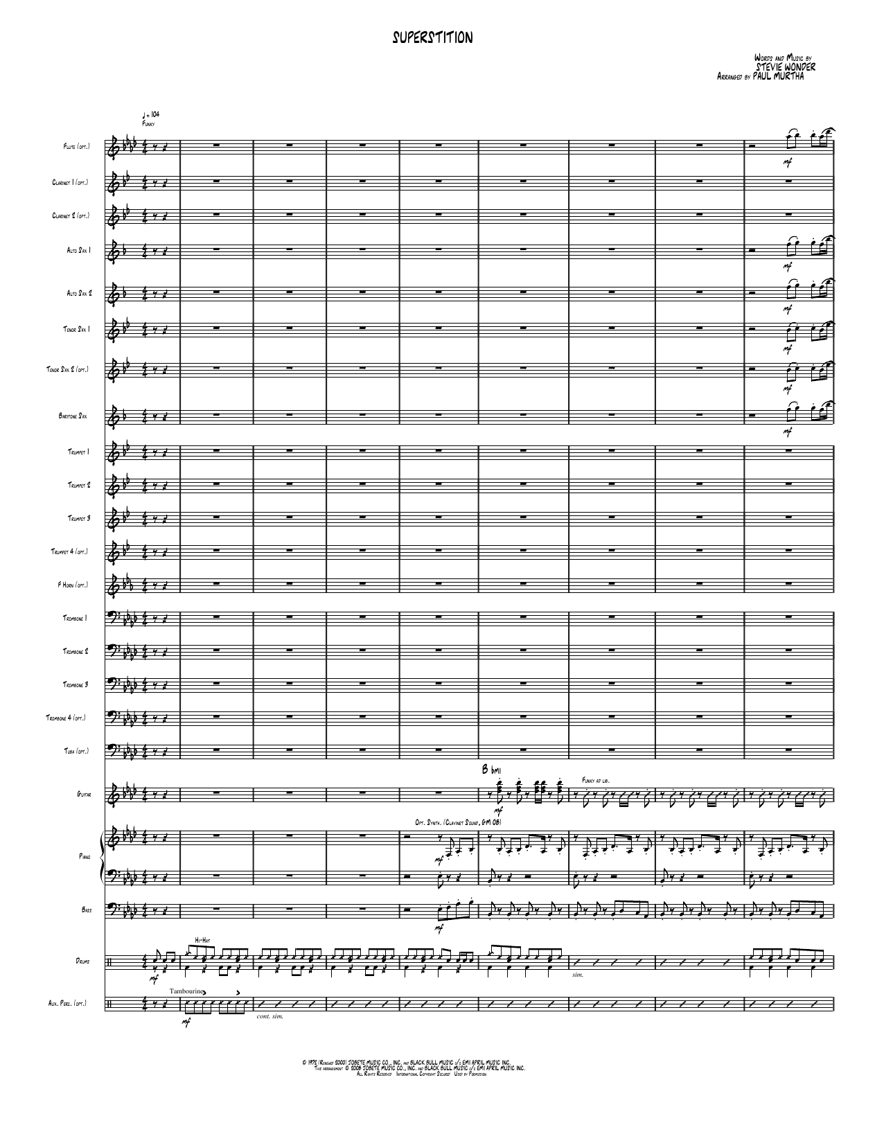 Superstition (arr. Paul Murtha): Jazz Ensemble Conductor Score & Parts
