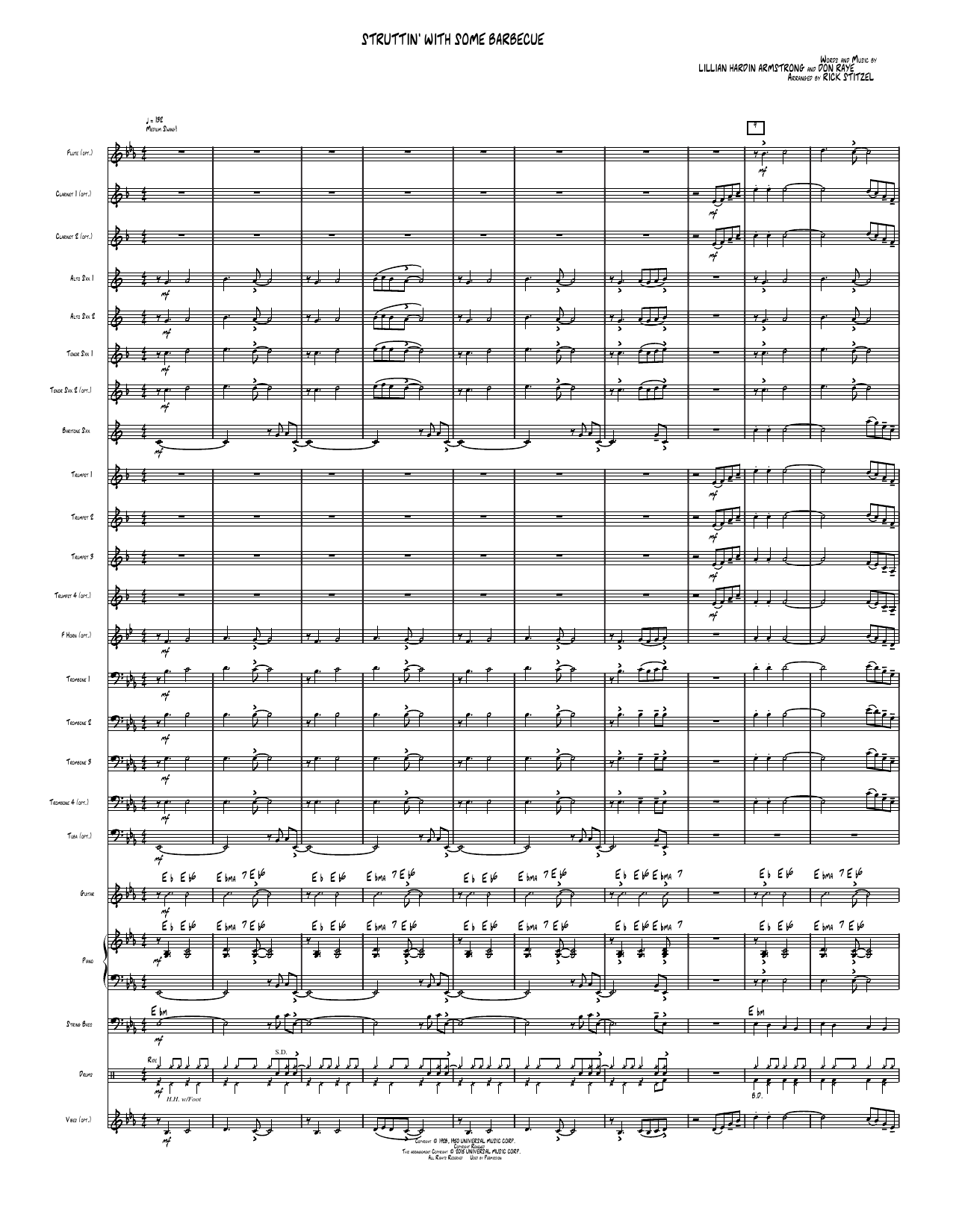 Struttin' with Some Barbecue: Jazz Ensemble Conductor Score & Parts