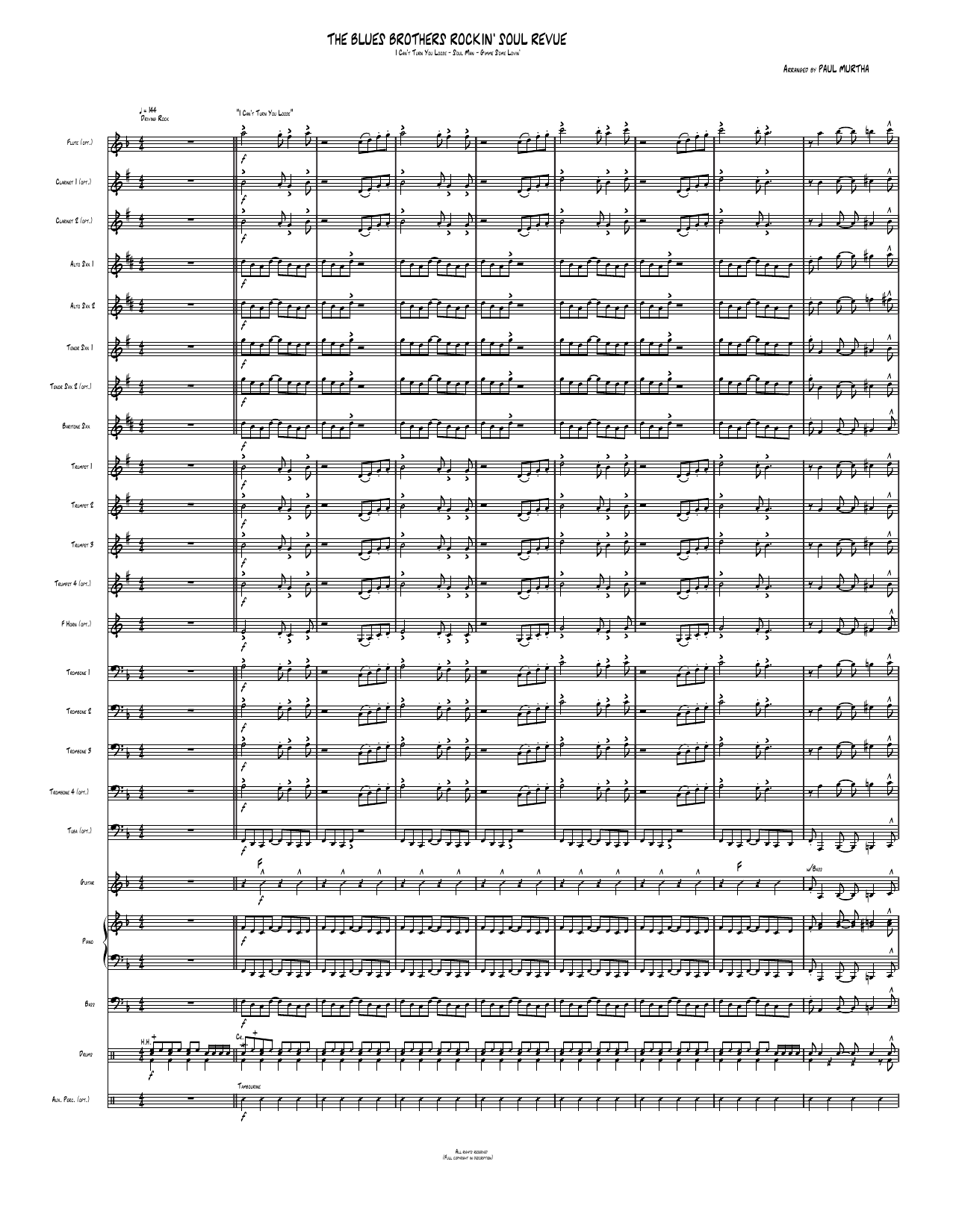 The Blues Brothers Rockin' Soul Revue: Jazz Ensemble Conductor Score & Parts