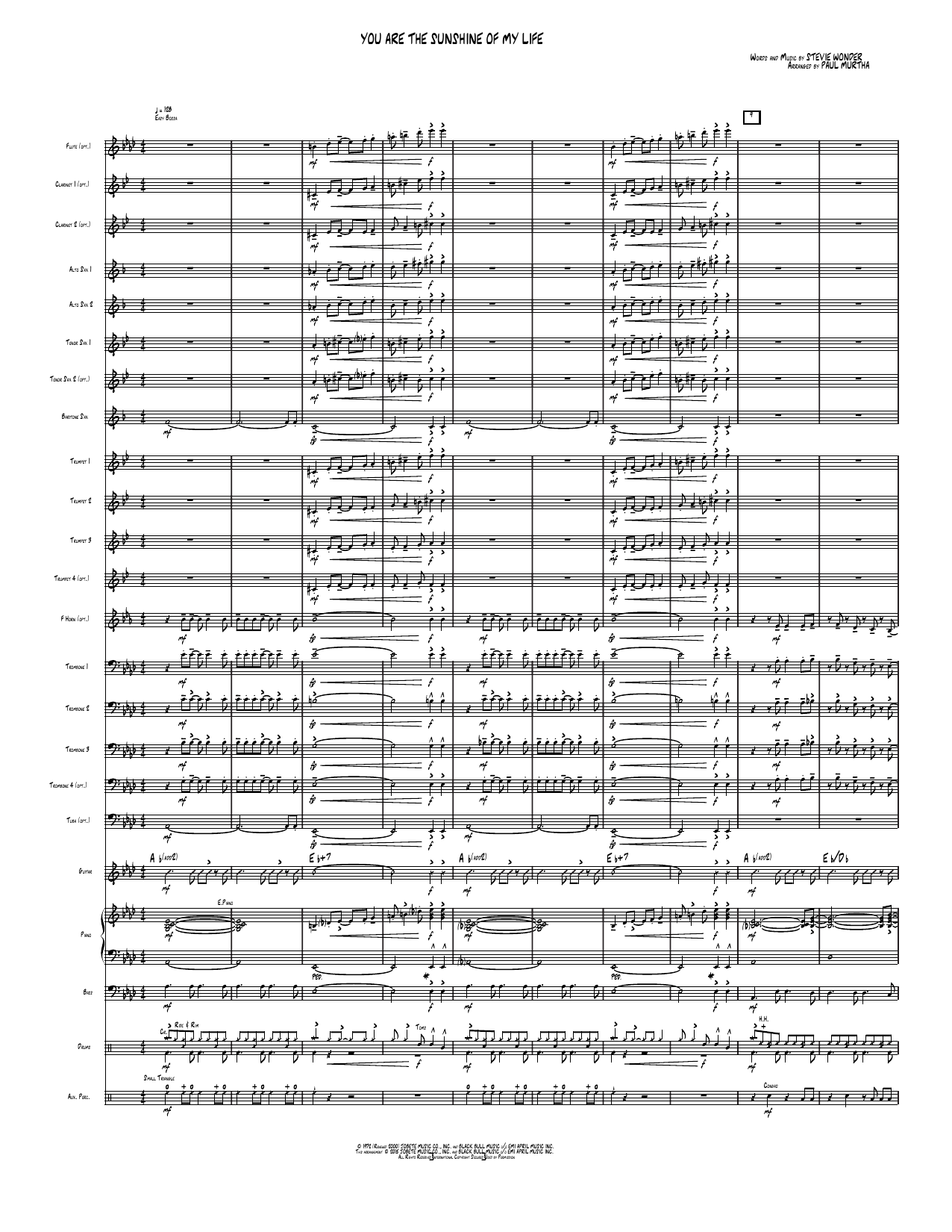 You Are The Sunshine Of My Life: Jazz Ensemble Conductor Score & Parts