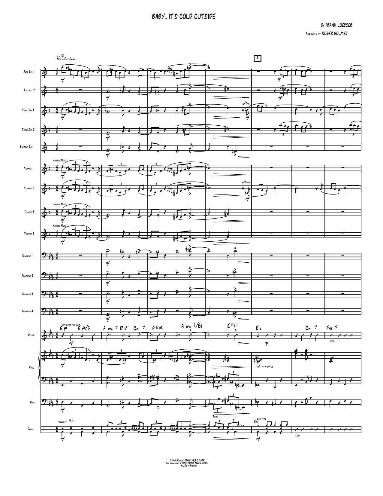 Baby, It's Cold Outside: Jazz Ensemble Conductor Score & Parts