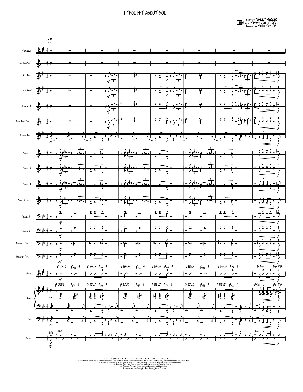 I Thought About You: Jazz Ensemble Conductor Score & Parts