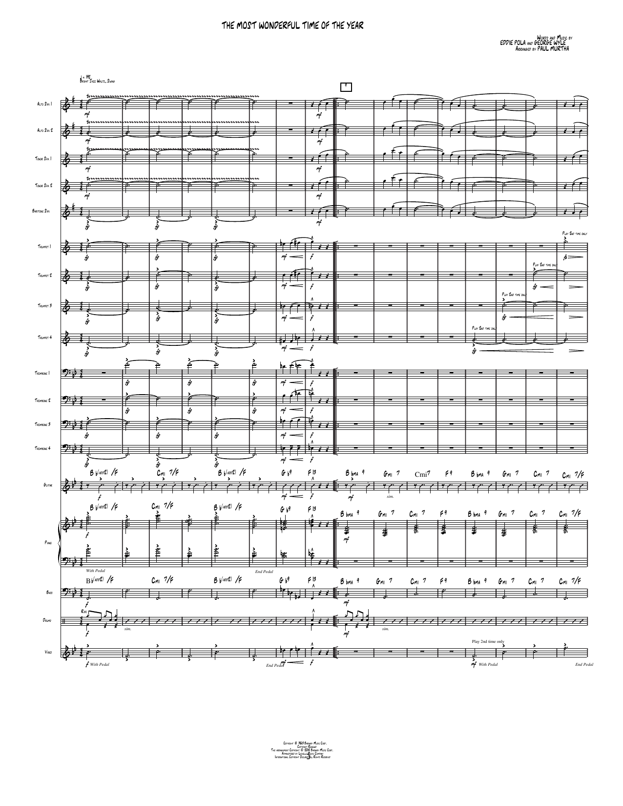 The Most Wonderful Time of the Year: Jazz Ensemble Conductor Score & Parts