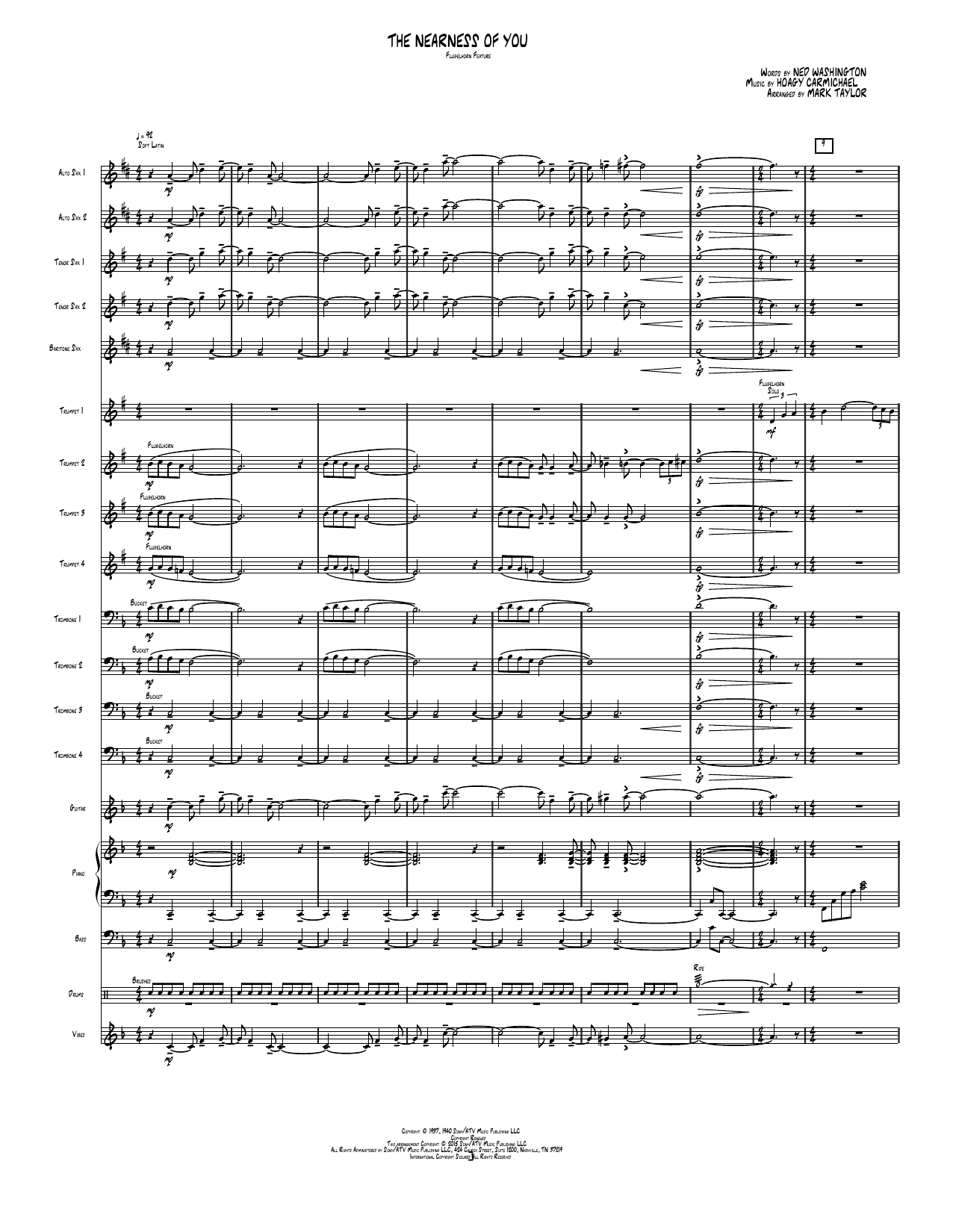 The Nearness Of You: Jazz Ensemble Conductor Score & Parts