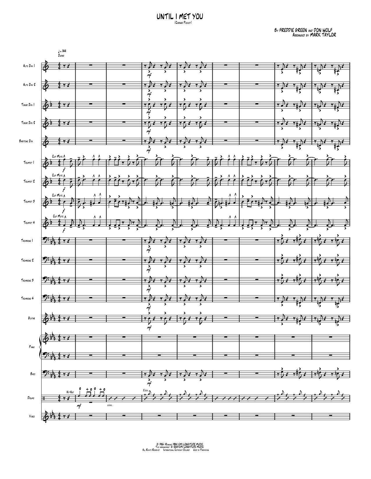 Until I Met You: Jazz Ensemble Conductor Score & Parts