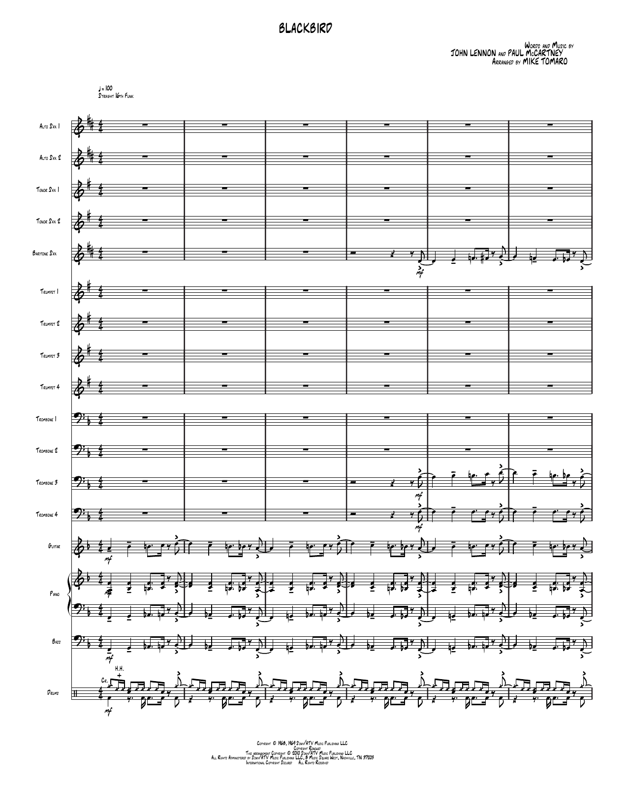 Blackbird: Jazz Ensemble Conductor Score & Parts
