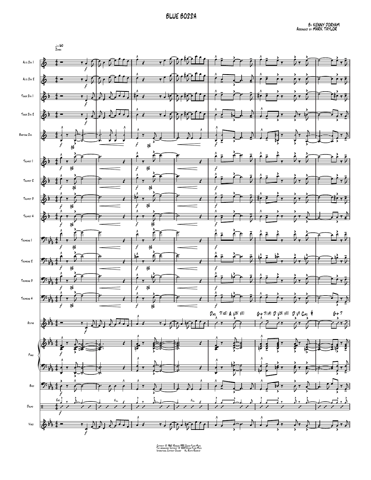 Blue Bossa: Jazz Ensemble Conductor Score & Parts