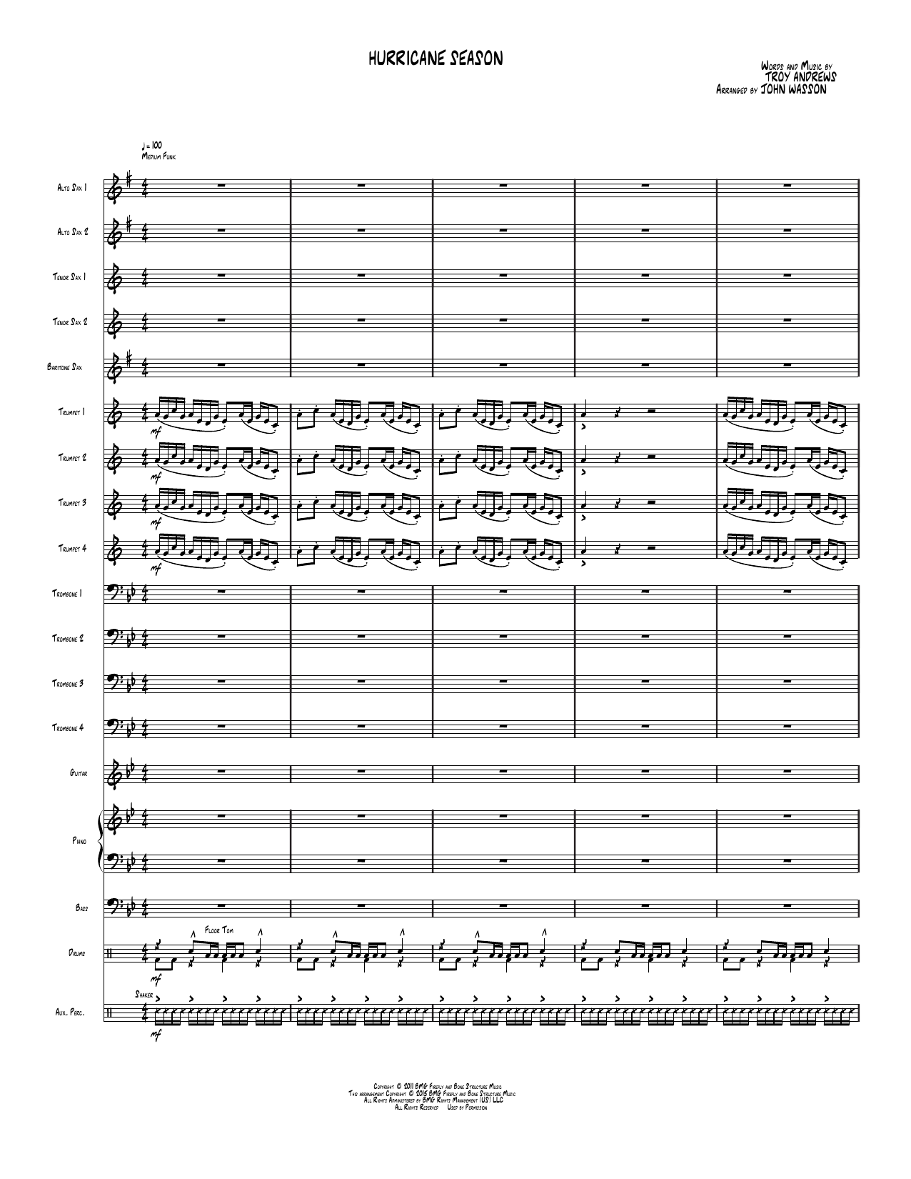 Hurricane Season: Jazz Ensemble Conductor Score & Parts