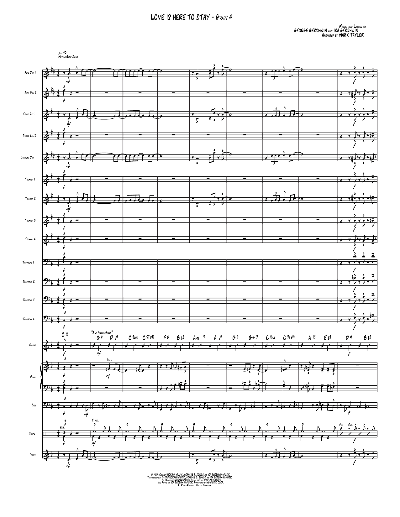 Love Is Here To Stay: Jazz Ensemble Conductor Score & Parts