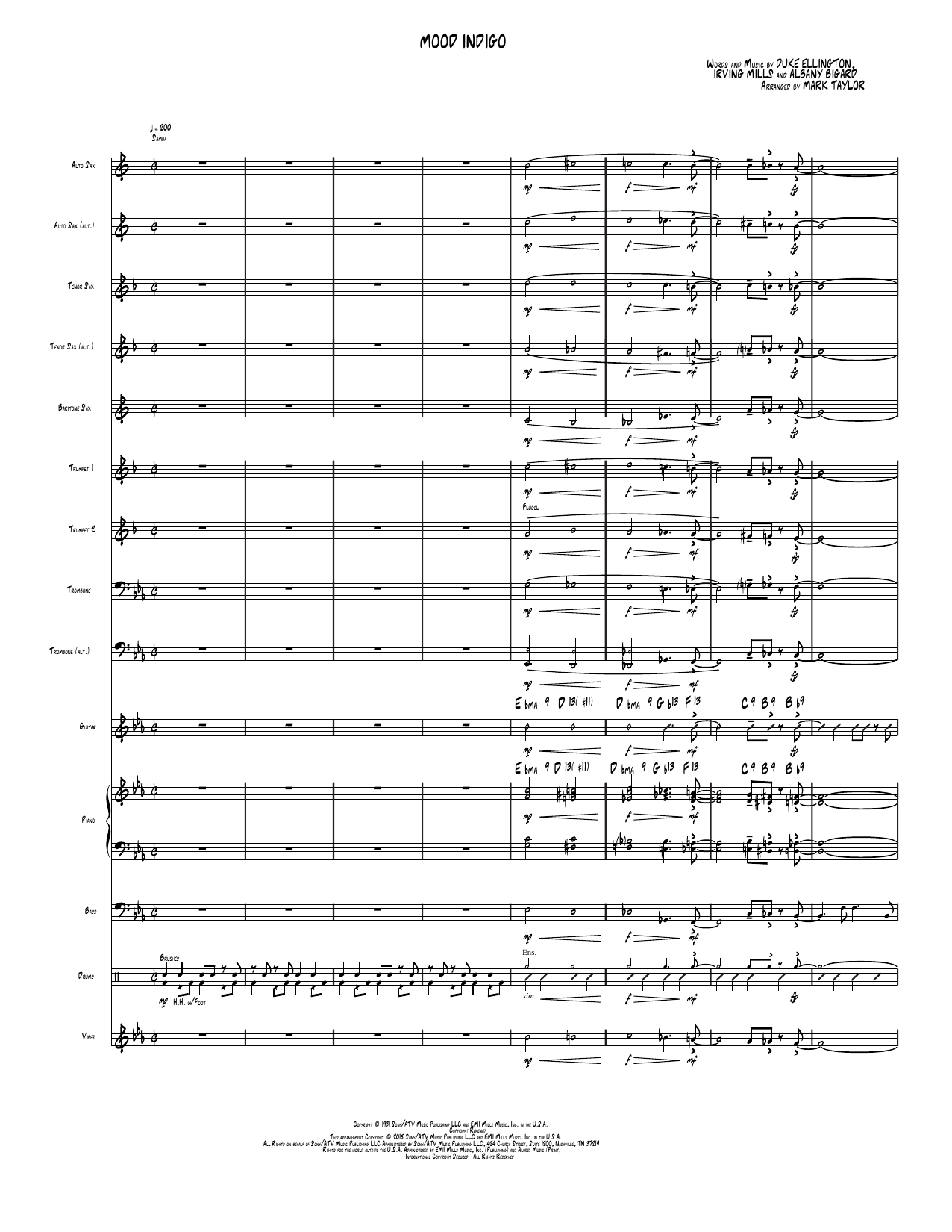 Mood Indigo: Jazz Ensemble Conductor Score & Parts
