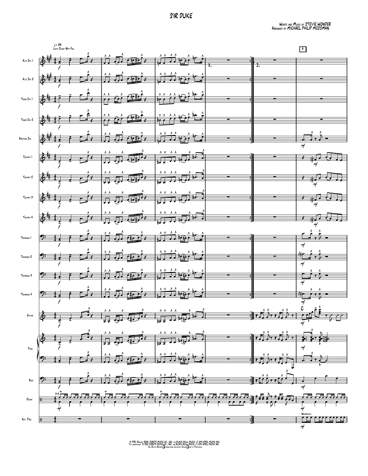 Sir Duke: Jazz Ensemble Conductor Score & Parts