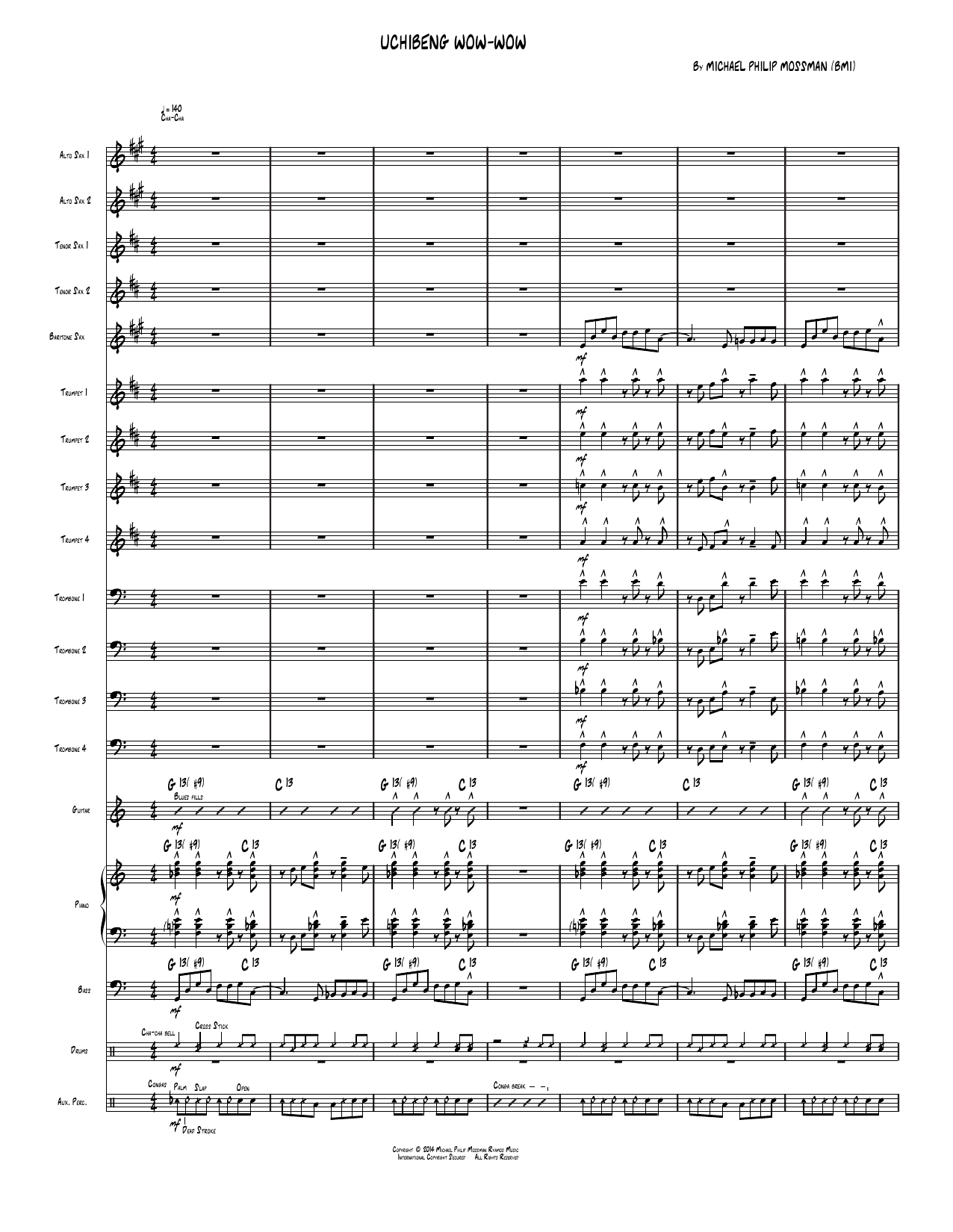 Uchibeng Wow-wow: Jazz Ensemble Conductor Score & Parts