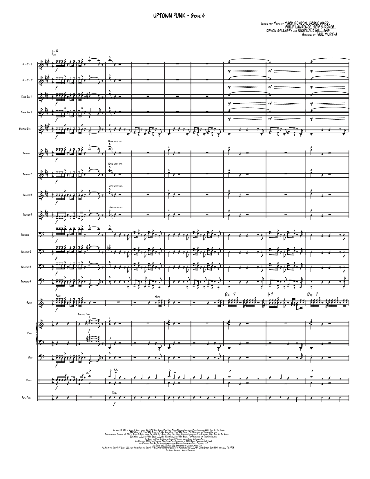 Uptown Funk: Jazz Ensemble Conductor Score & Parts
