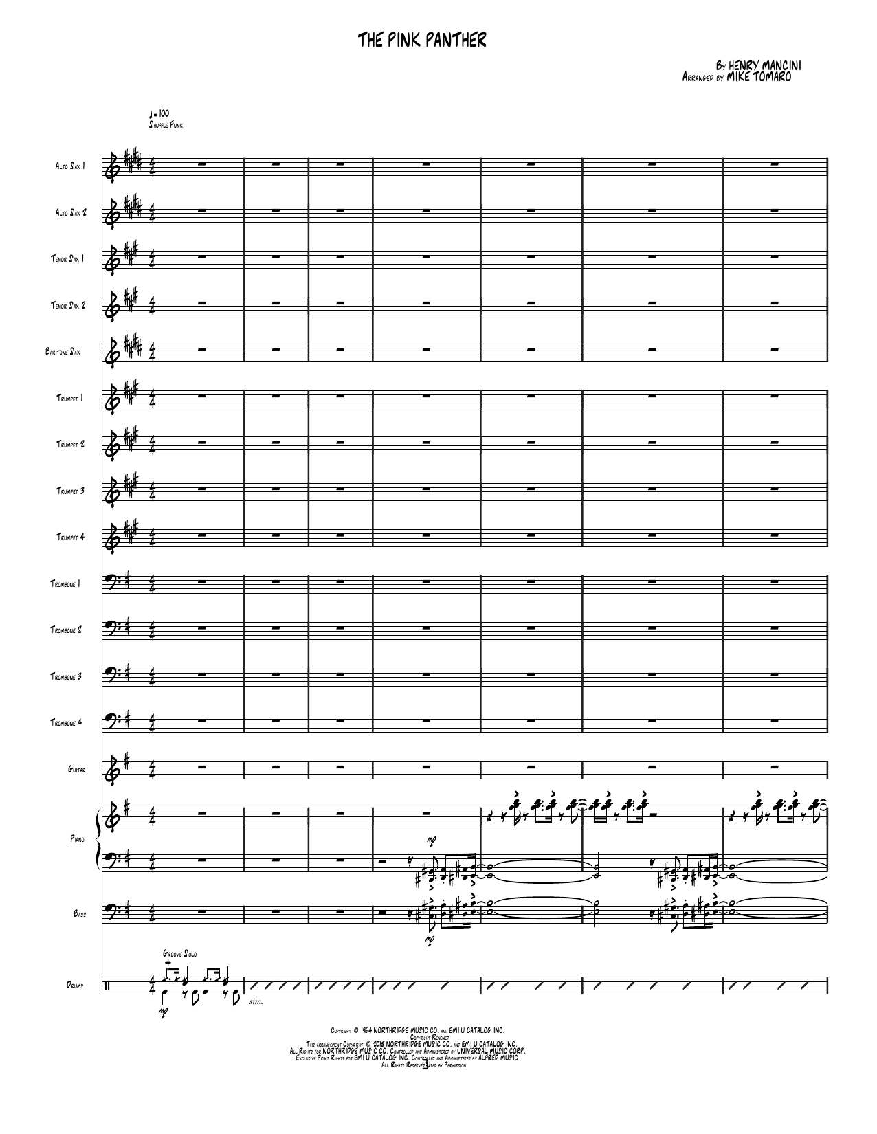 The Pink Panther: Jazz Ensemble Conductor Score & Parts
