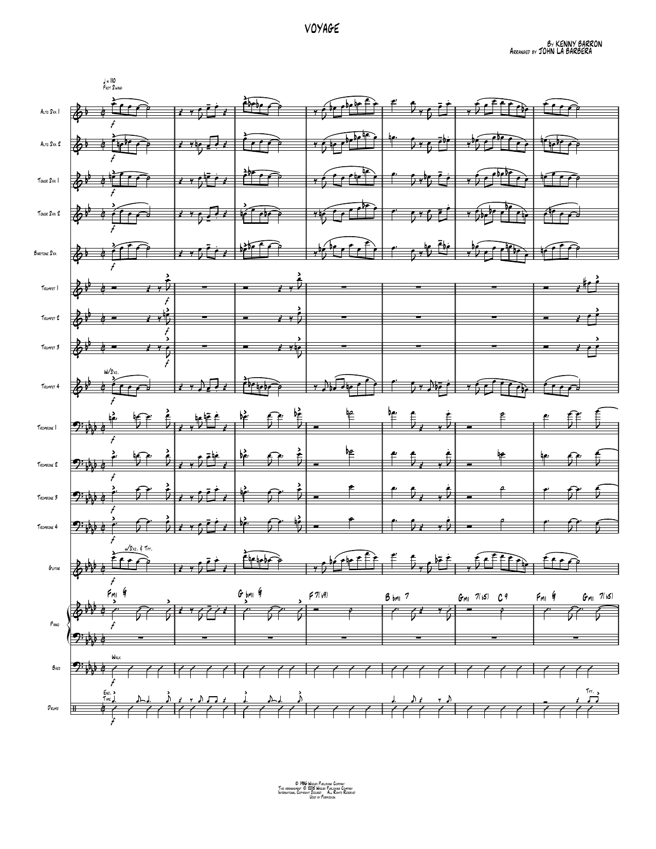Voyage: Jazz Ensemble Conductor Score & Parts
