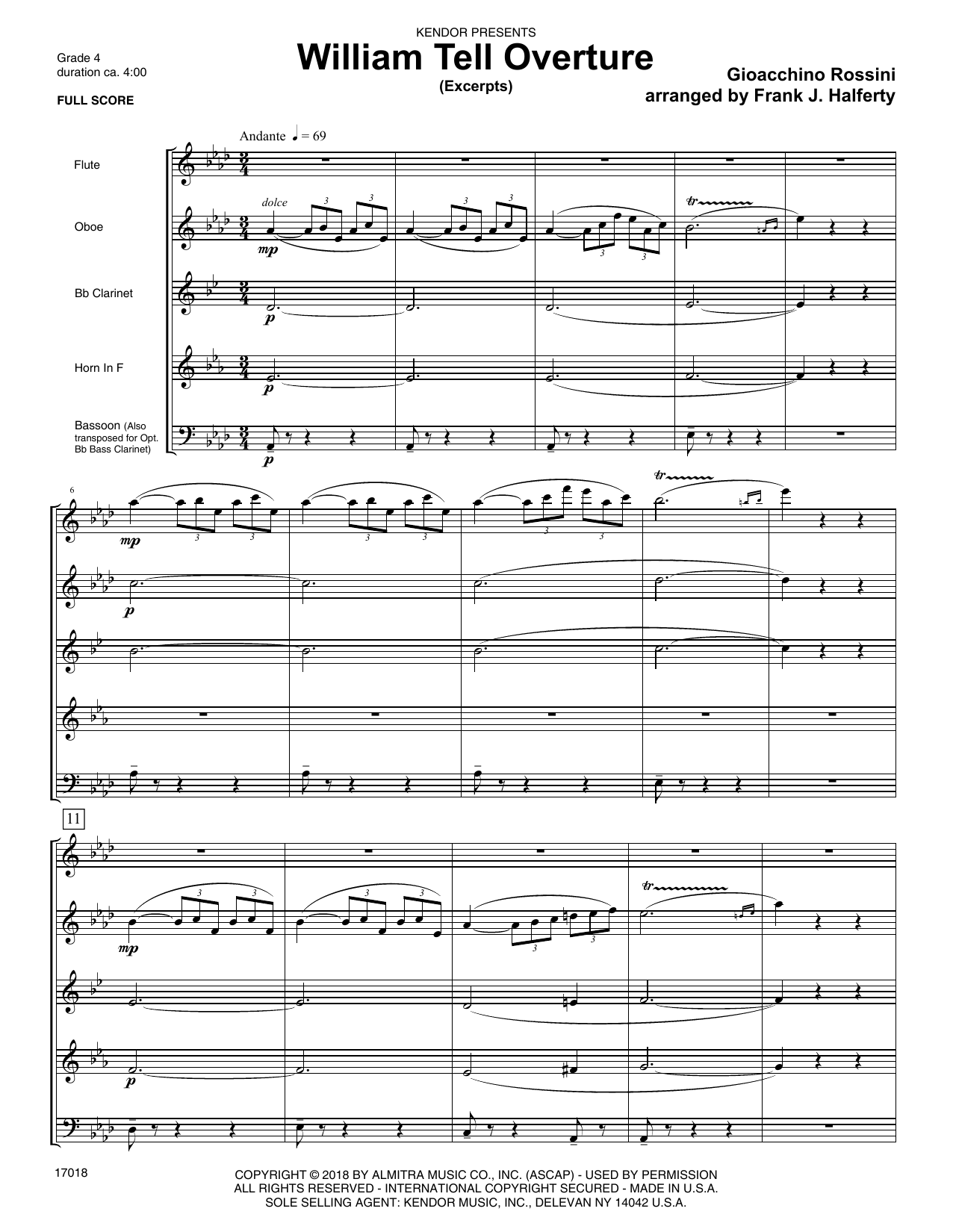 William Tell Overture (excerpts) (arr. Frank J. Halferty) Sheet Music Gioacchino Rossini