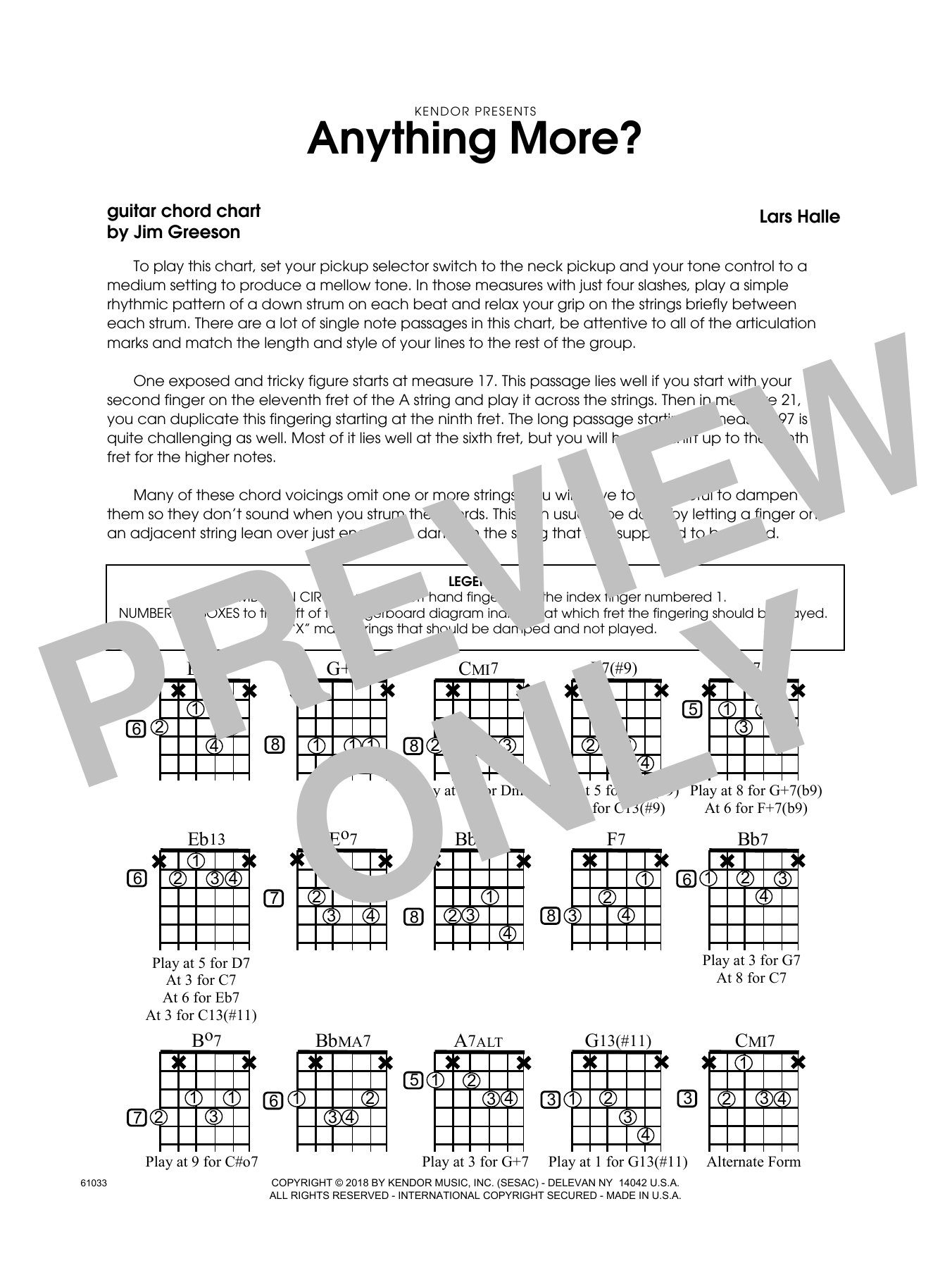 Anything More? Guitar Chord Chart Sheet Music Lars Halle Jazz