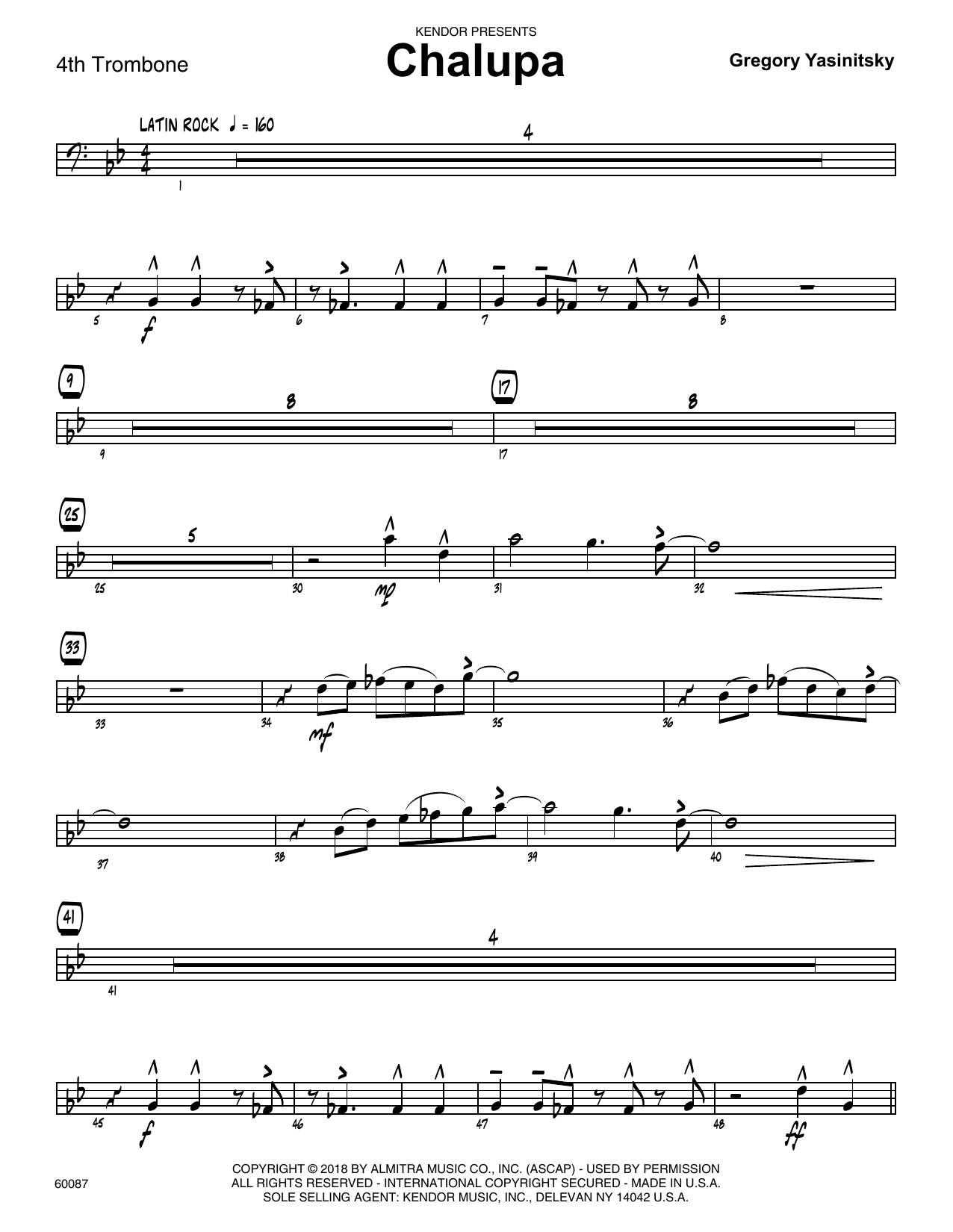 Chalupa 4th Trombone Sheet Music Gregory Yasinitsky Jazz Ensemble