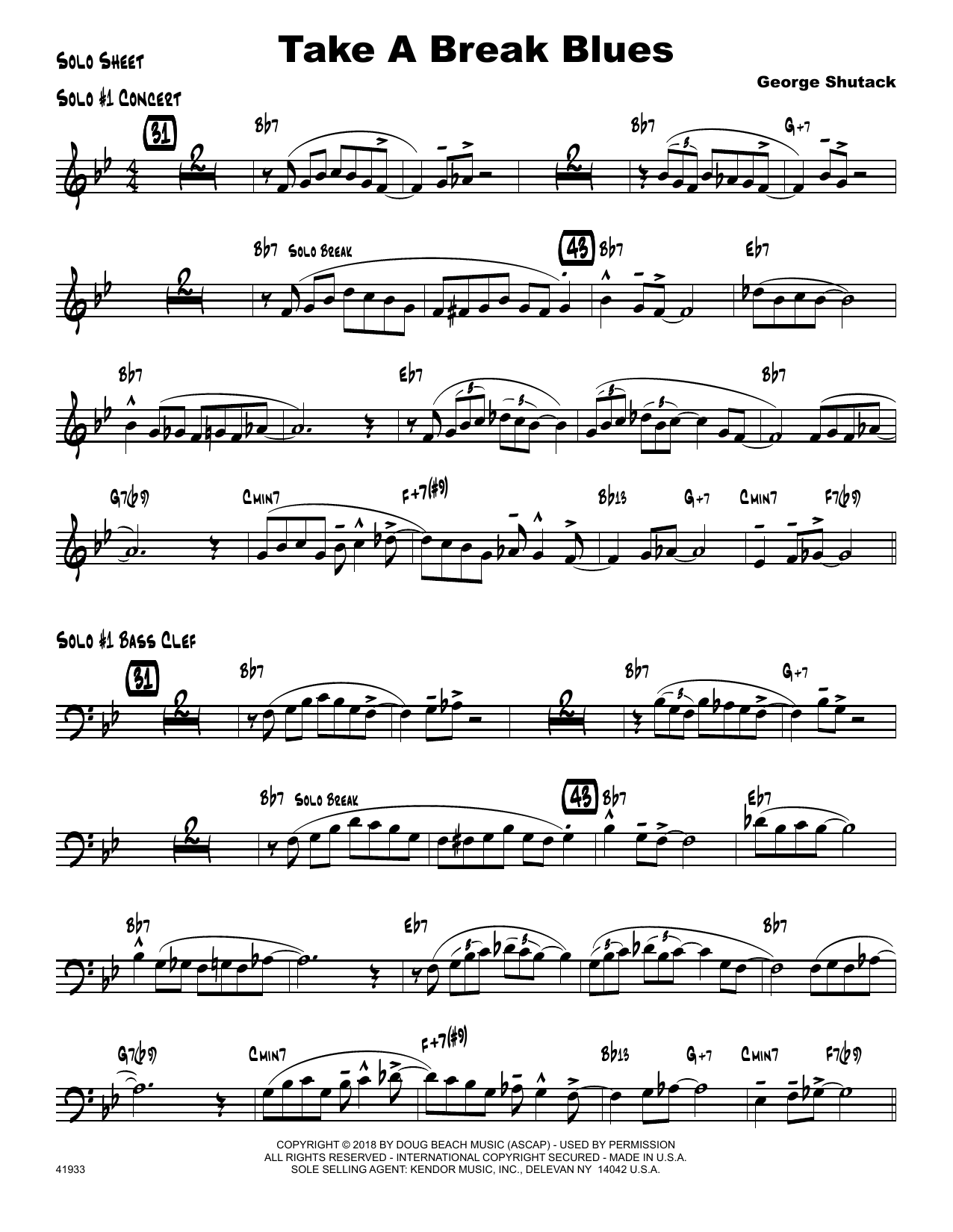 Take A Break Blues Solo Sheet Sheet Music George Shutack Jazz
